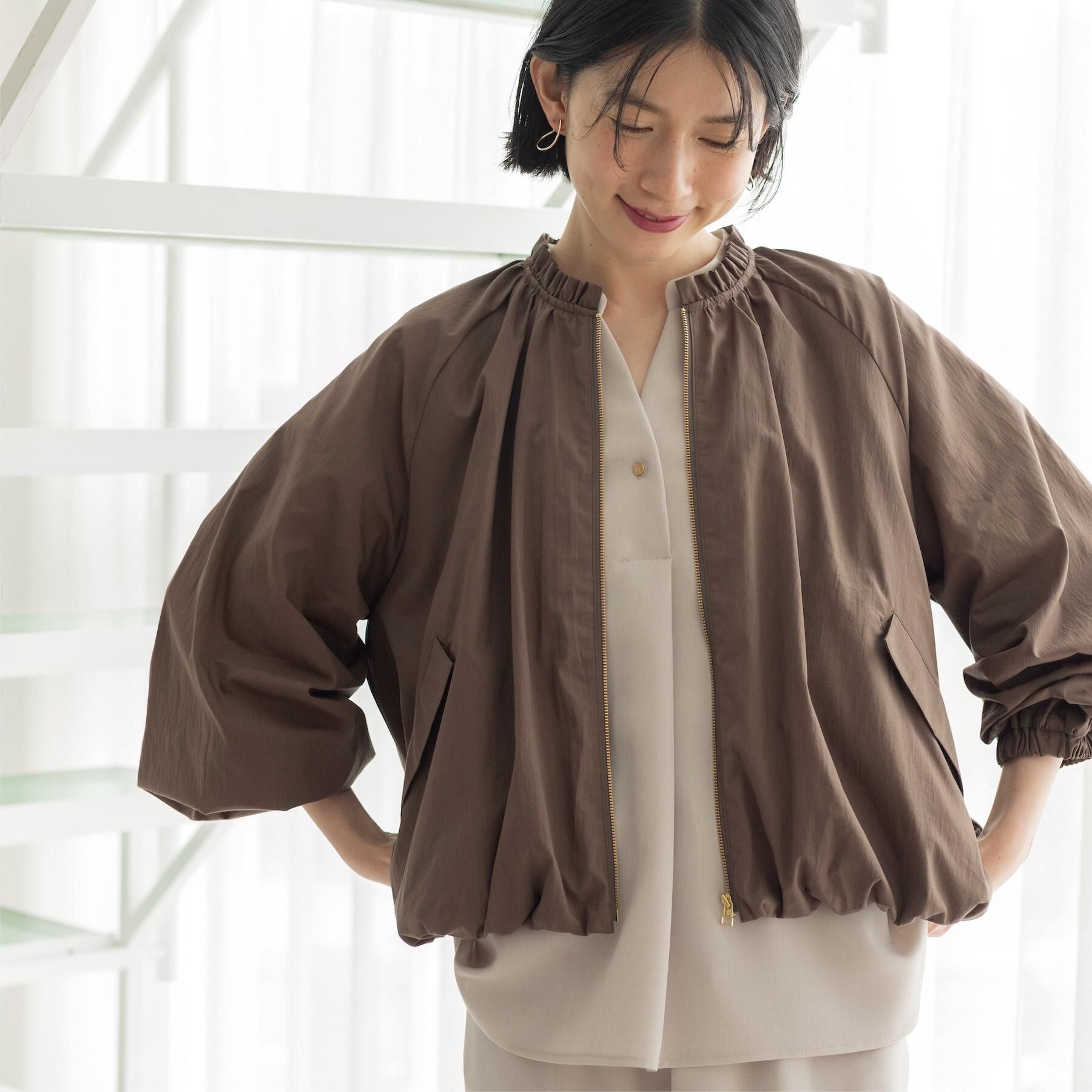 OPAQUE.CLIP「撥水 裾バルーンブルゾン【洗濯機OK】」|ブルゾン・スタジャン|