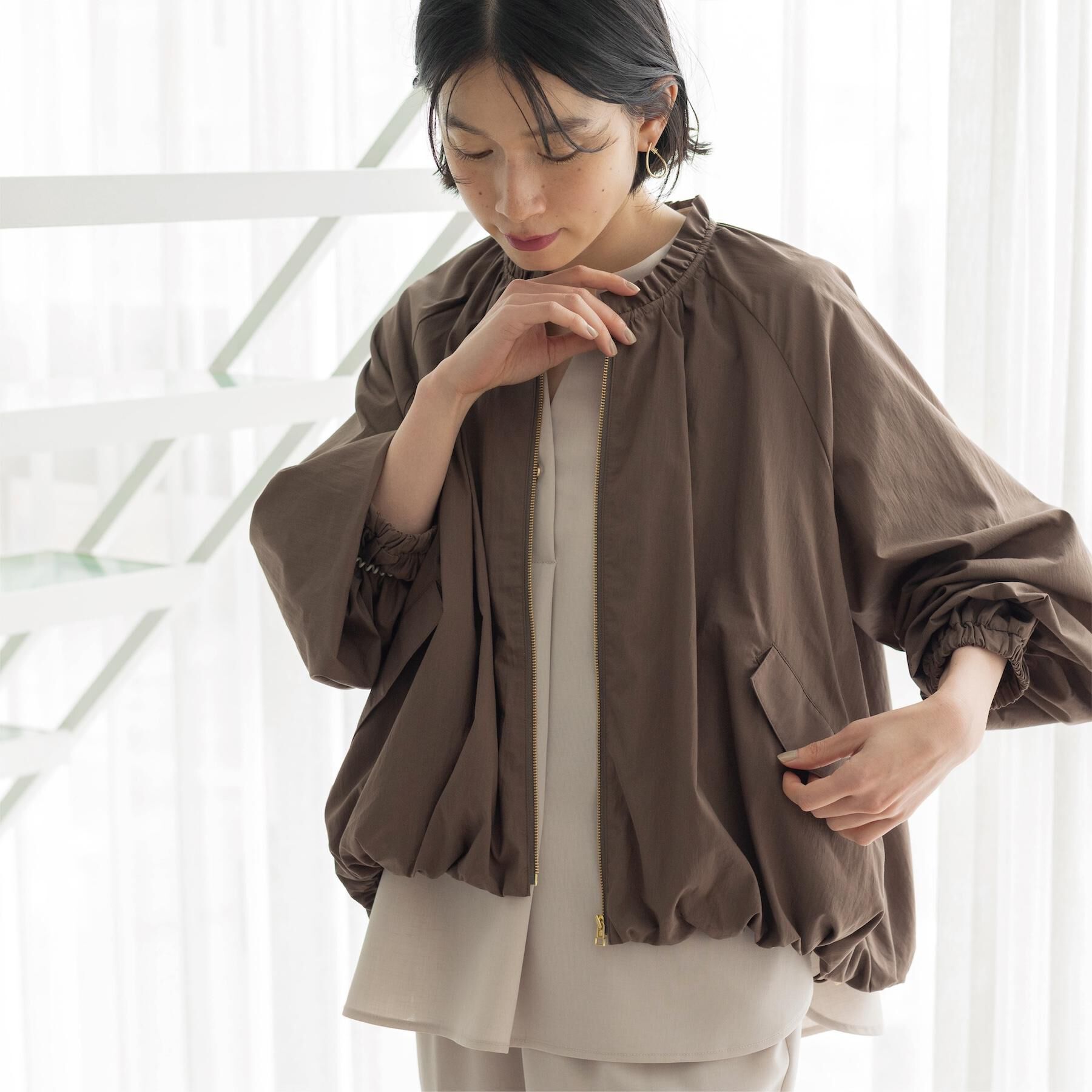 OPAQUE.CLIP「撥水 裾バルーンブルゾン【洗濯機OK】」|ブルゾン・スタジャン|