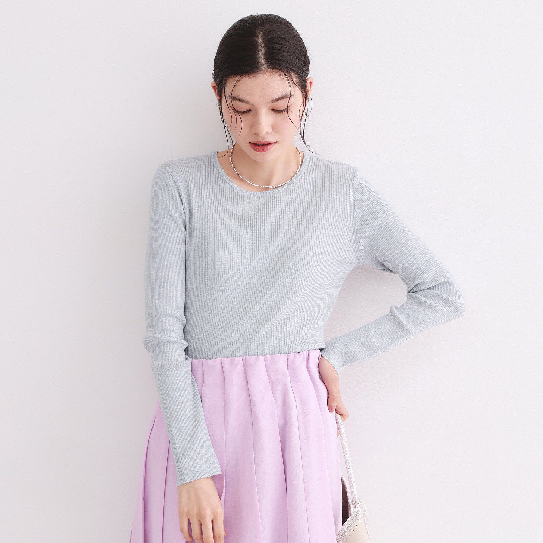 OPAQUE.CLIP「ラメリブニット【洗濯機OK】」|ニット・セーター|