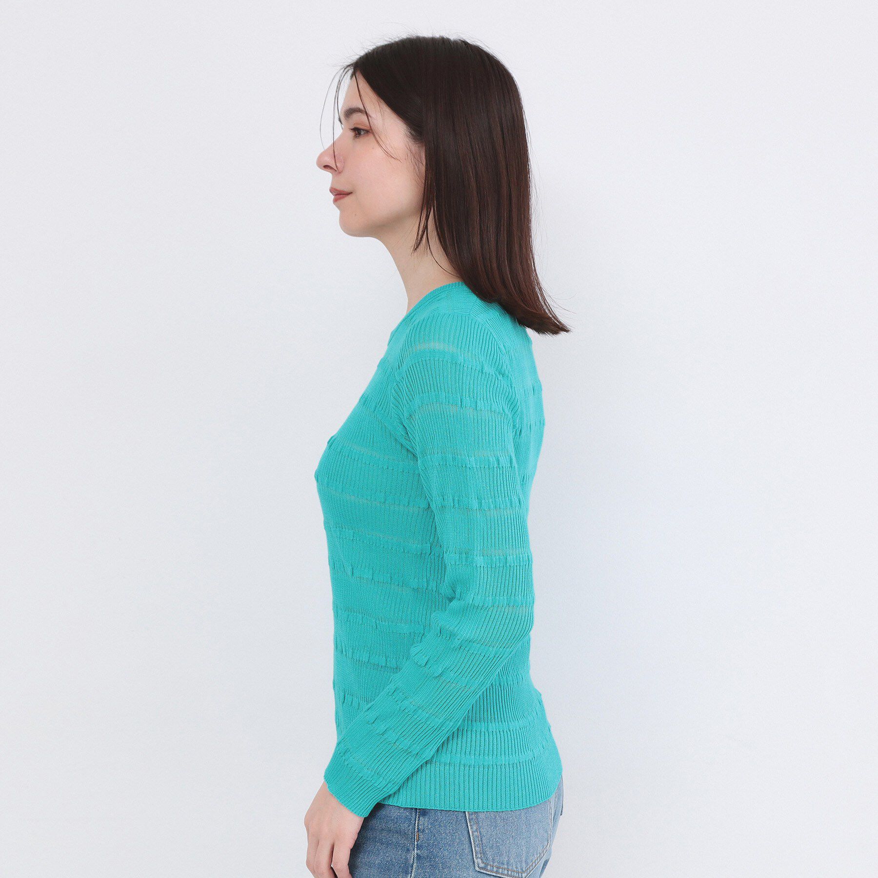 OPAQUE.CLIP「シアーボーダーリブニット【洗濯機OK】」|ニット・セーター|