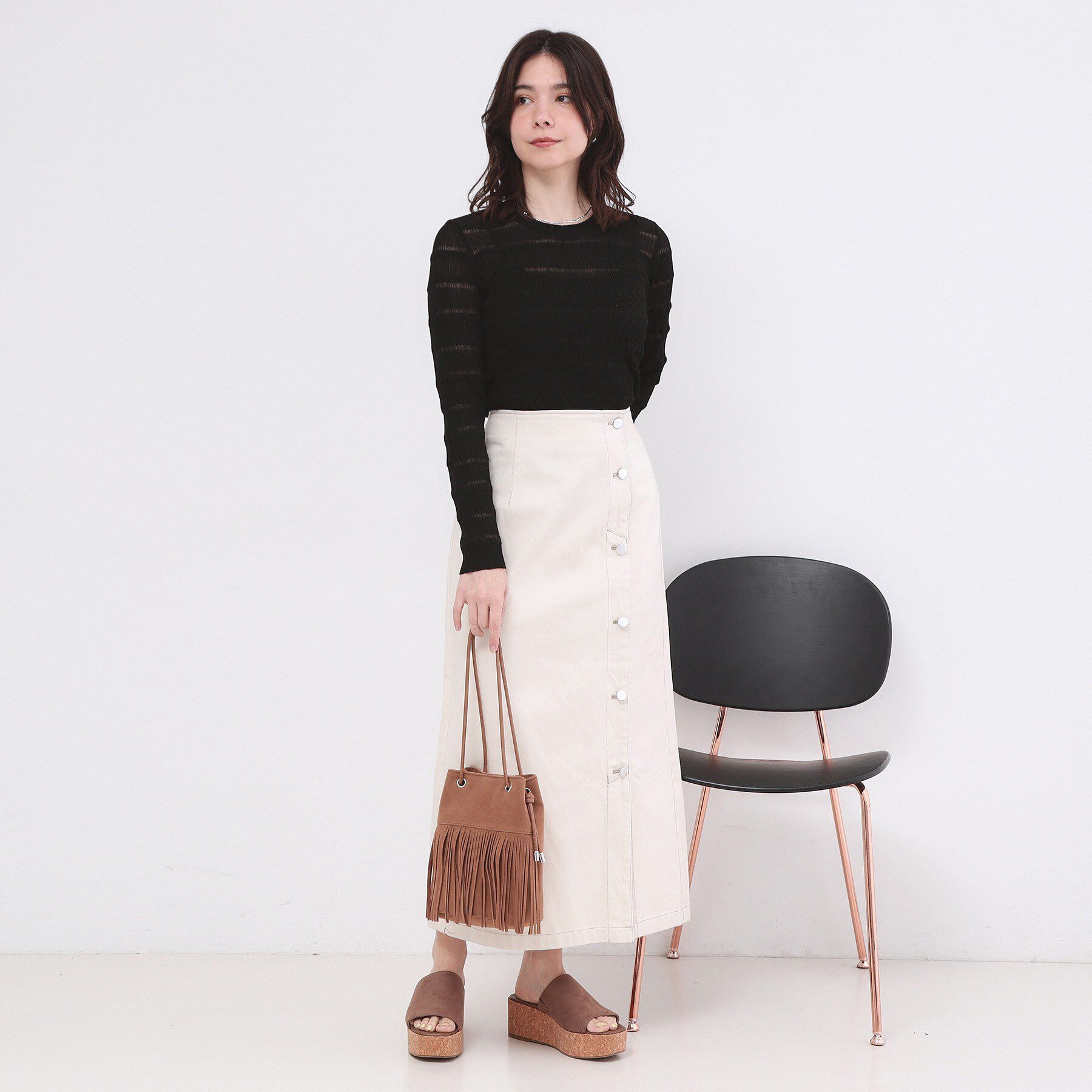 OPAQUE.CLIP「シアーボーダーリブニット【洗濯機OK】」|ニット・セーター|