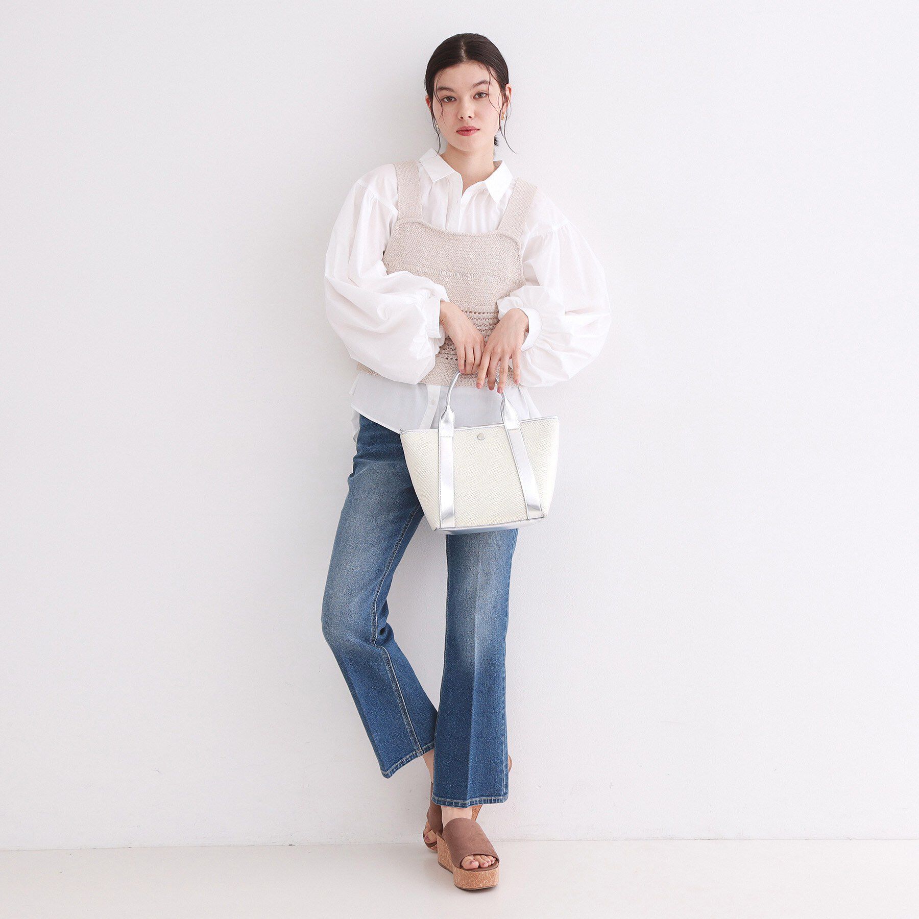 OPAQUE.CLIP「【2WAY】キャンバス&times;合皮コンビミドルトート」|トートバッグ|