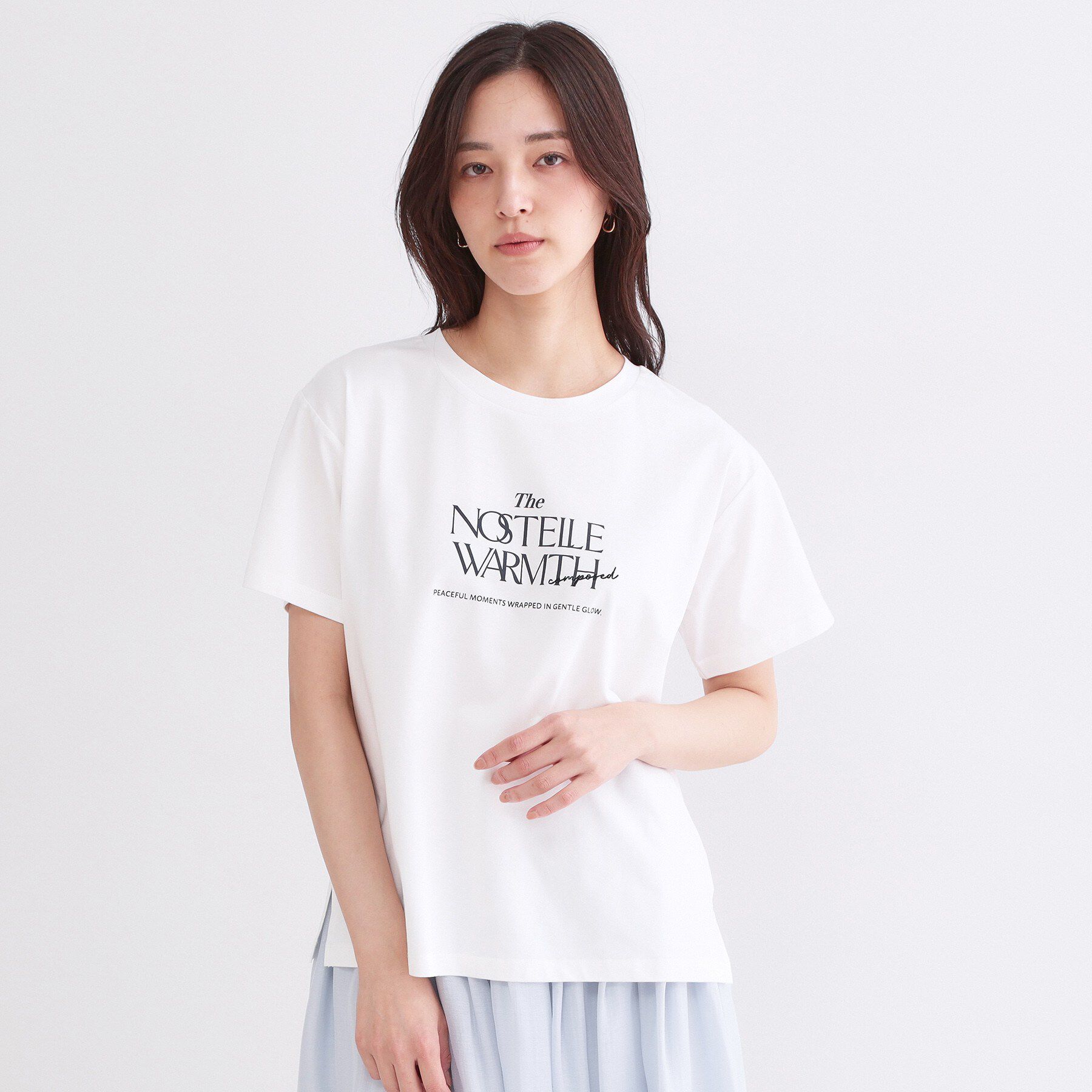 OPAQUE.CLIP「ロゴプリント＆刺繍Tシャツ【洗濯機OK】」|Tシャツ・カットソー|