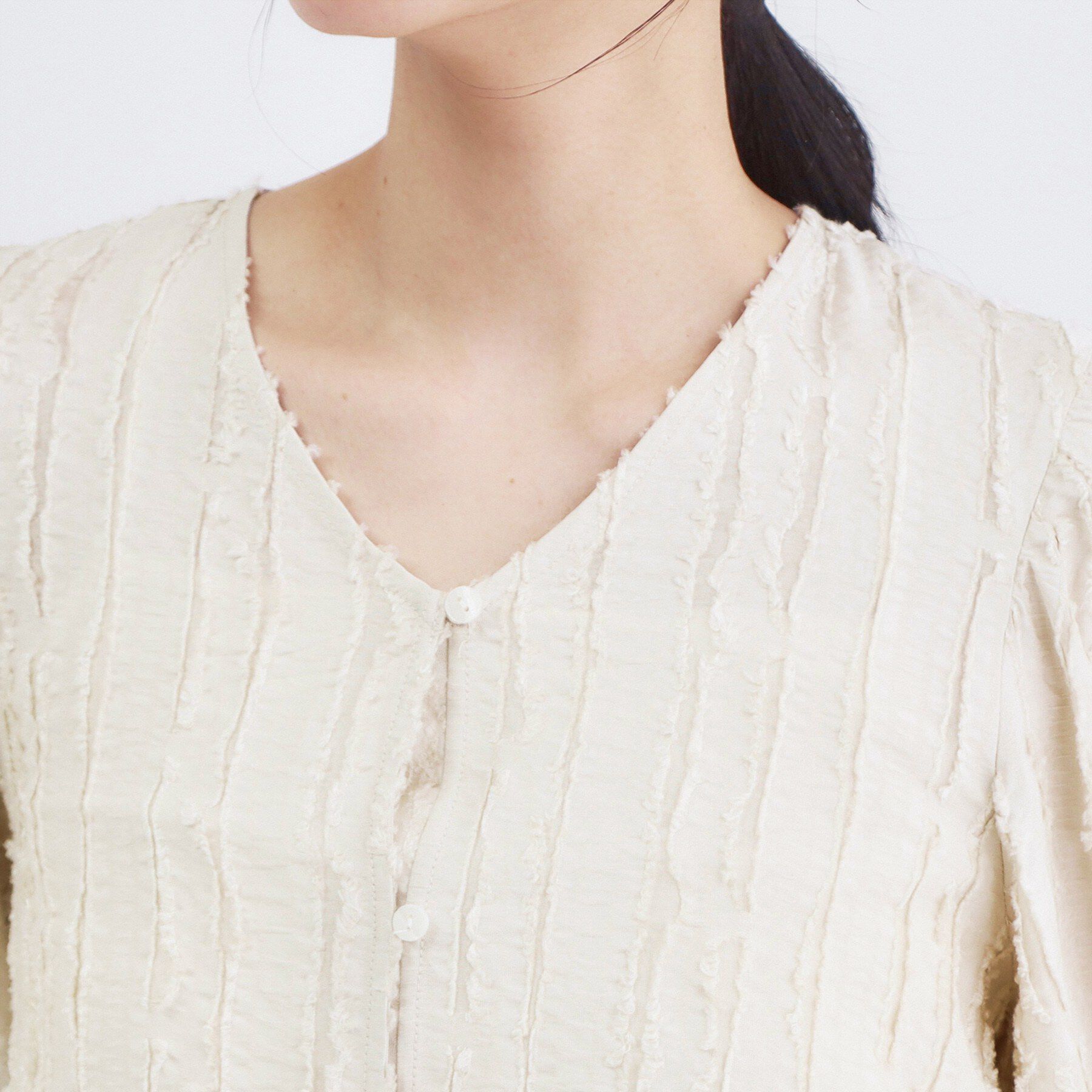 OPAQUE.CLIP「フリンジジャカードブラウス【洗濯機OK】」|シャツ・ブラウス|