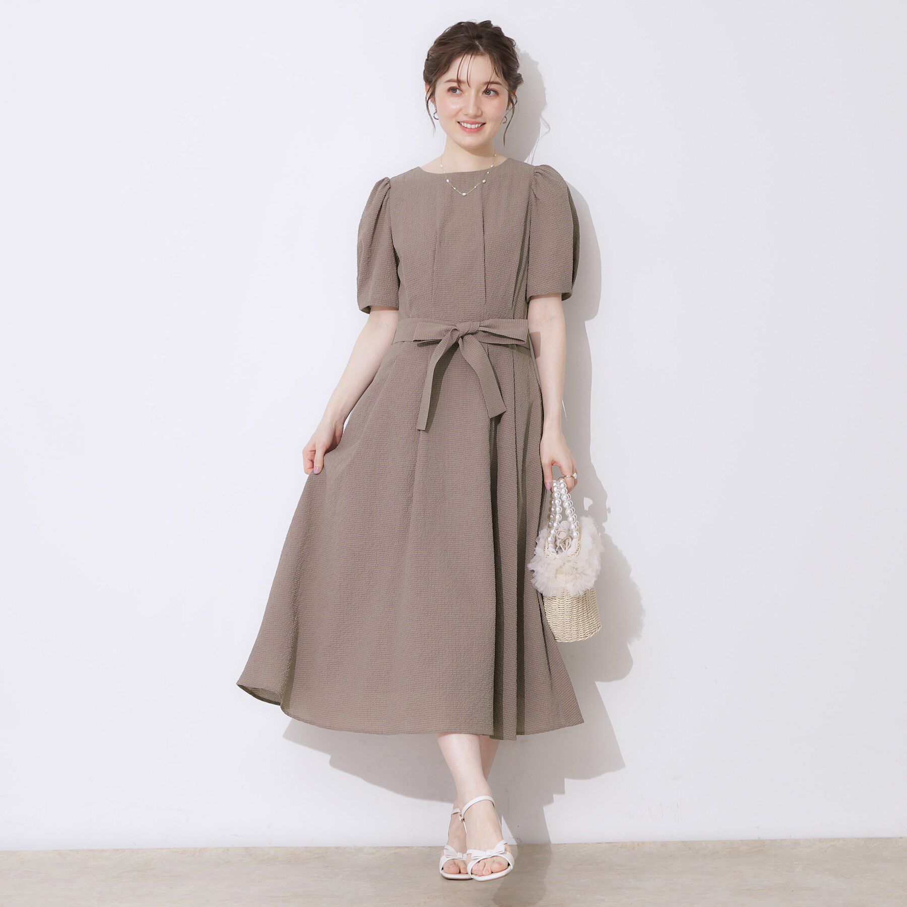 Couture broach「【細見え・キレイめ】サッカータックワンピース」|ワンピース|