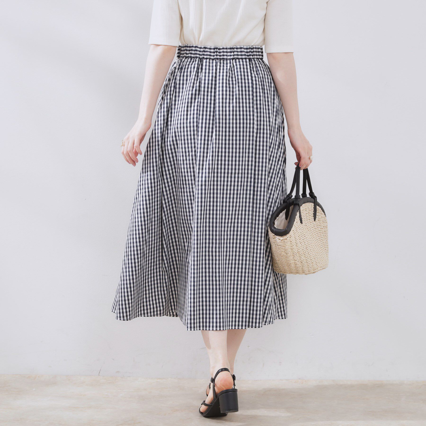 Couture broach「【大人可愛い・ゴム仕様】ギンガムチェック　タック＆ギャザースカート」|スカート|