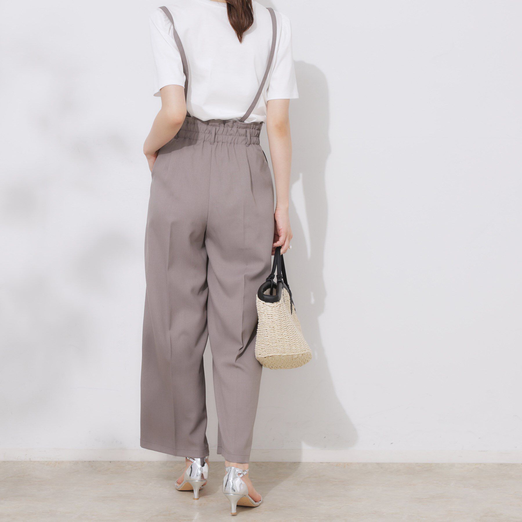 Couture broach「【美脚効果・通勤】リネンライク サス付きパンツ」|その他|