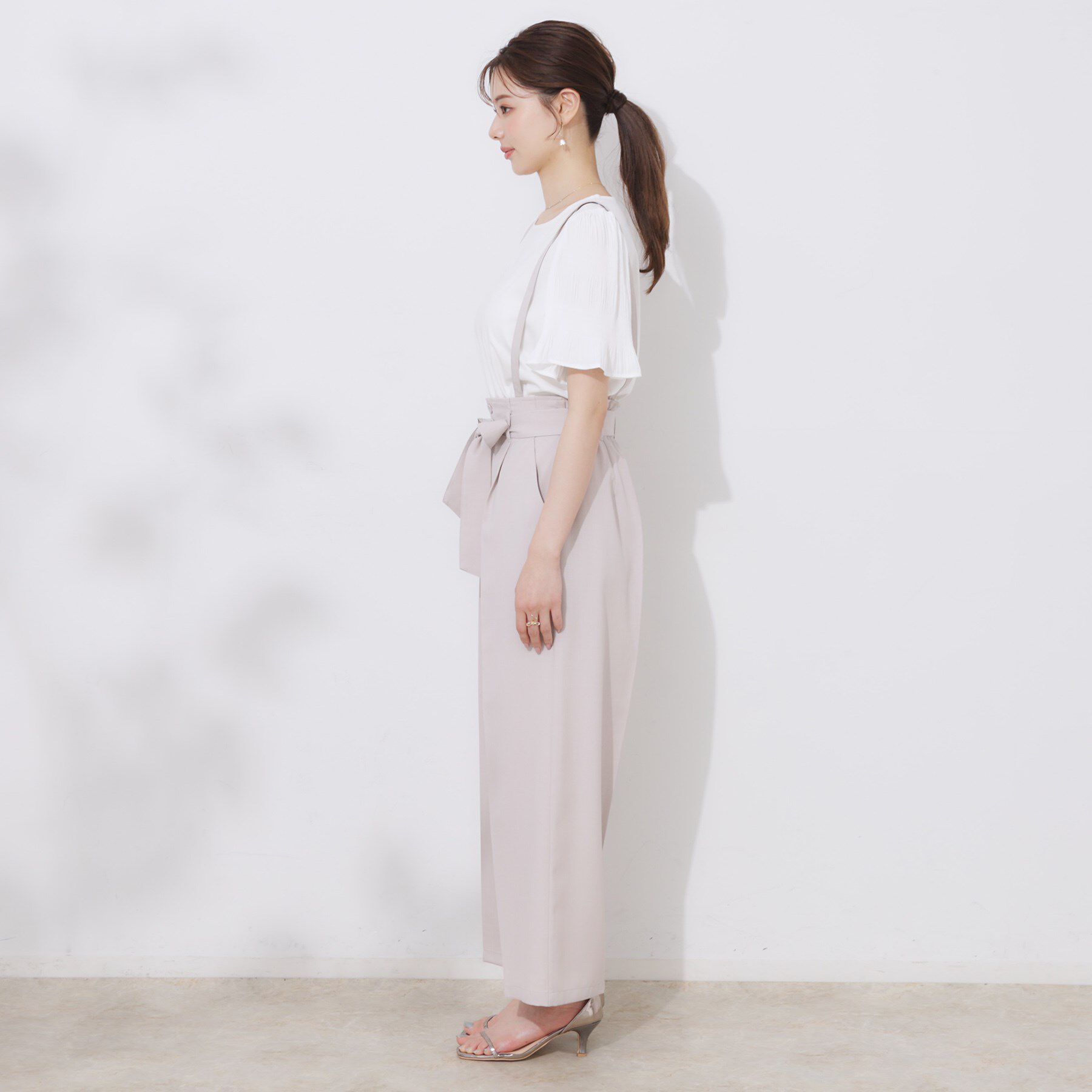 Couture broach「【美脚効果・通勤】リネンライク サス付きパンツ」|その他|