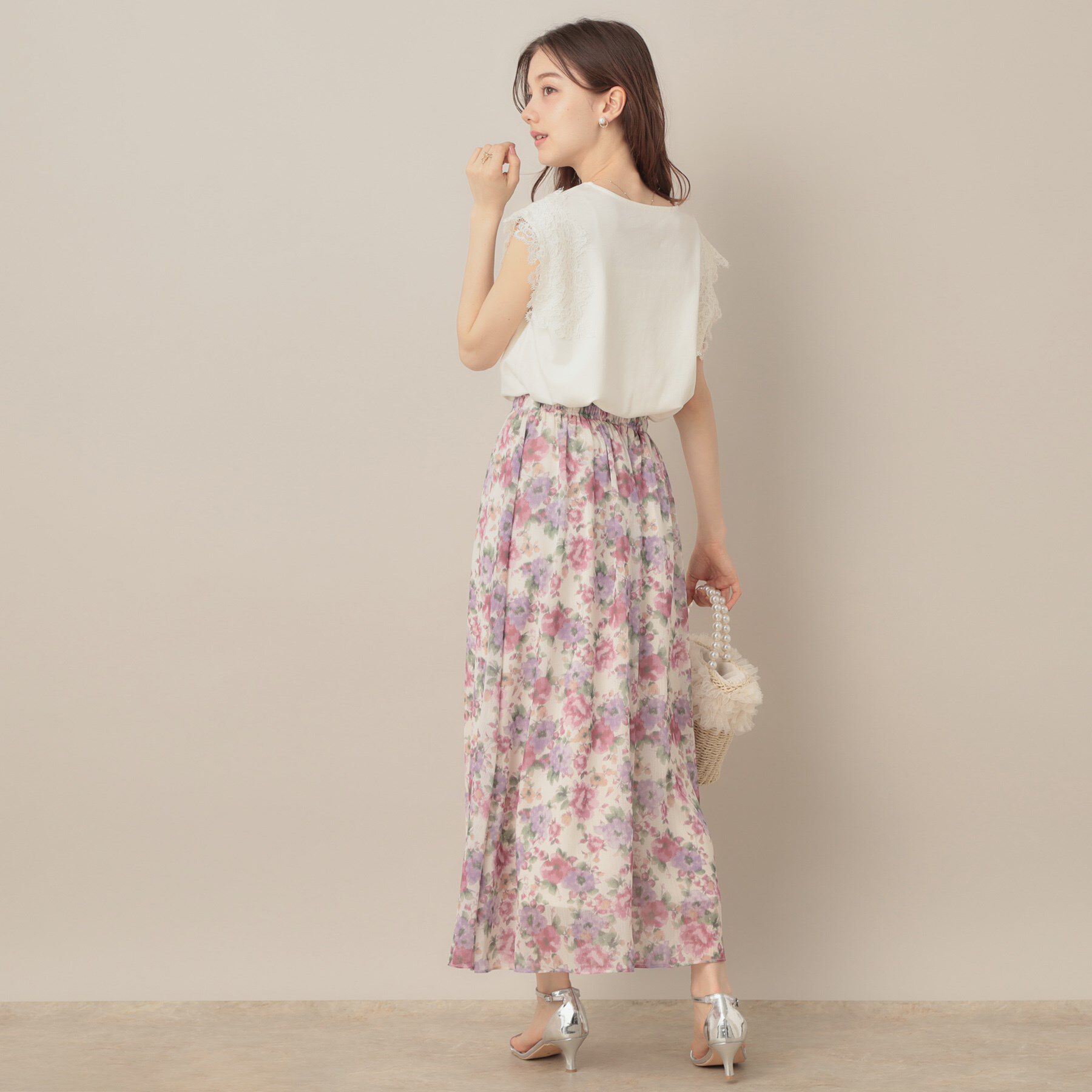 Couture broach「【マシンウォッシャブル・UVケア・接触冷感】フレンチ肩レースカットソー」|Tシャツ・カットソー|