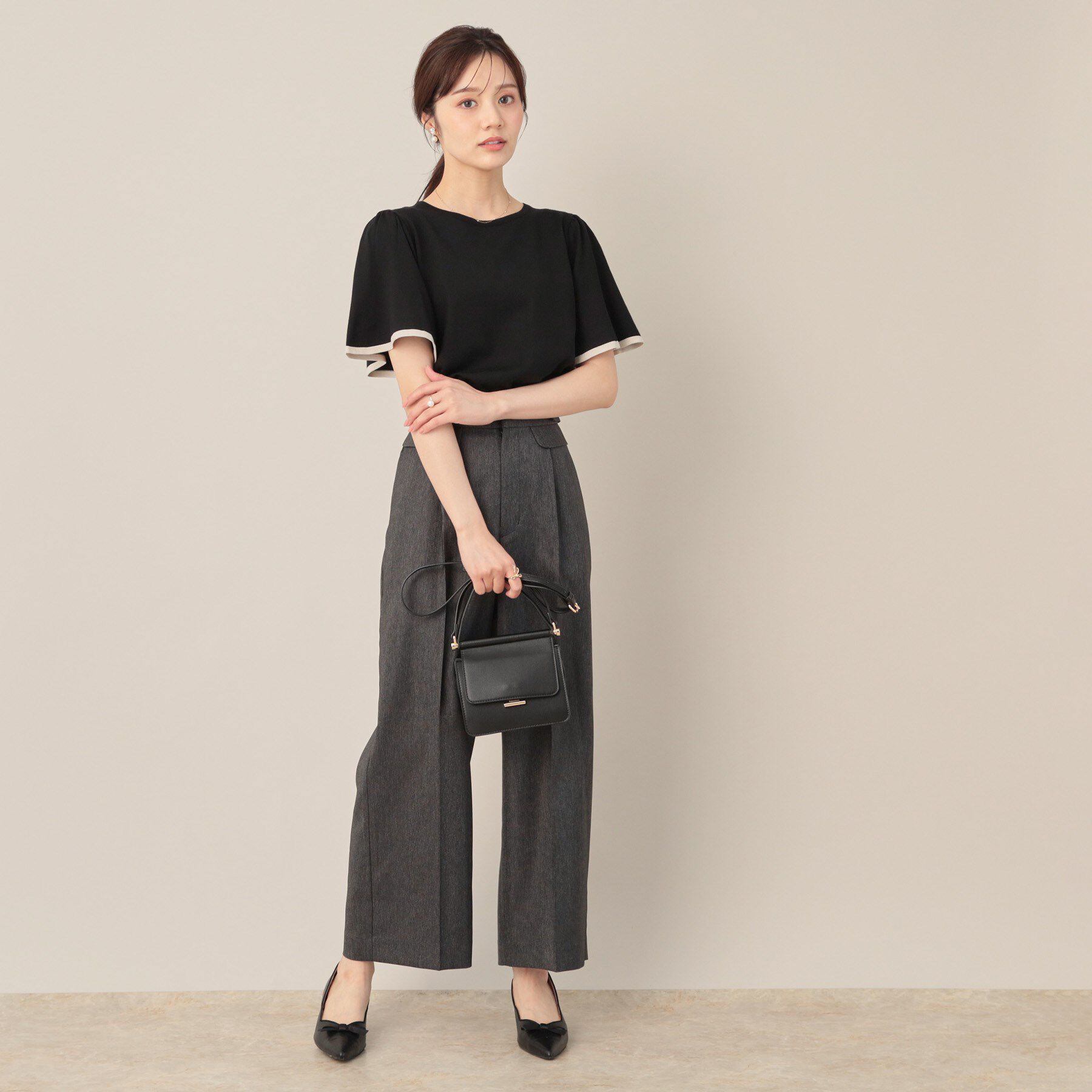 Couture broach「【フェミニン・5分袖・通勤】配色フレアスリーブニット」|ニット・セーター|