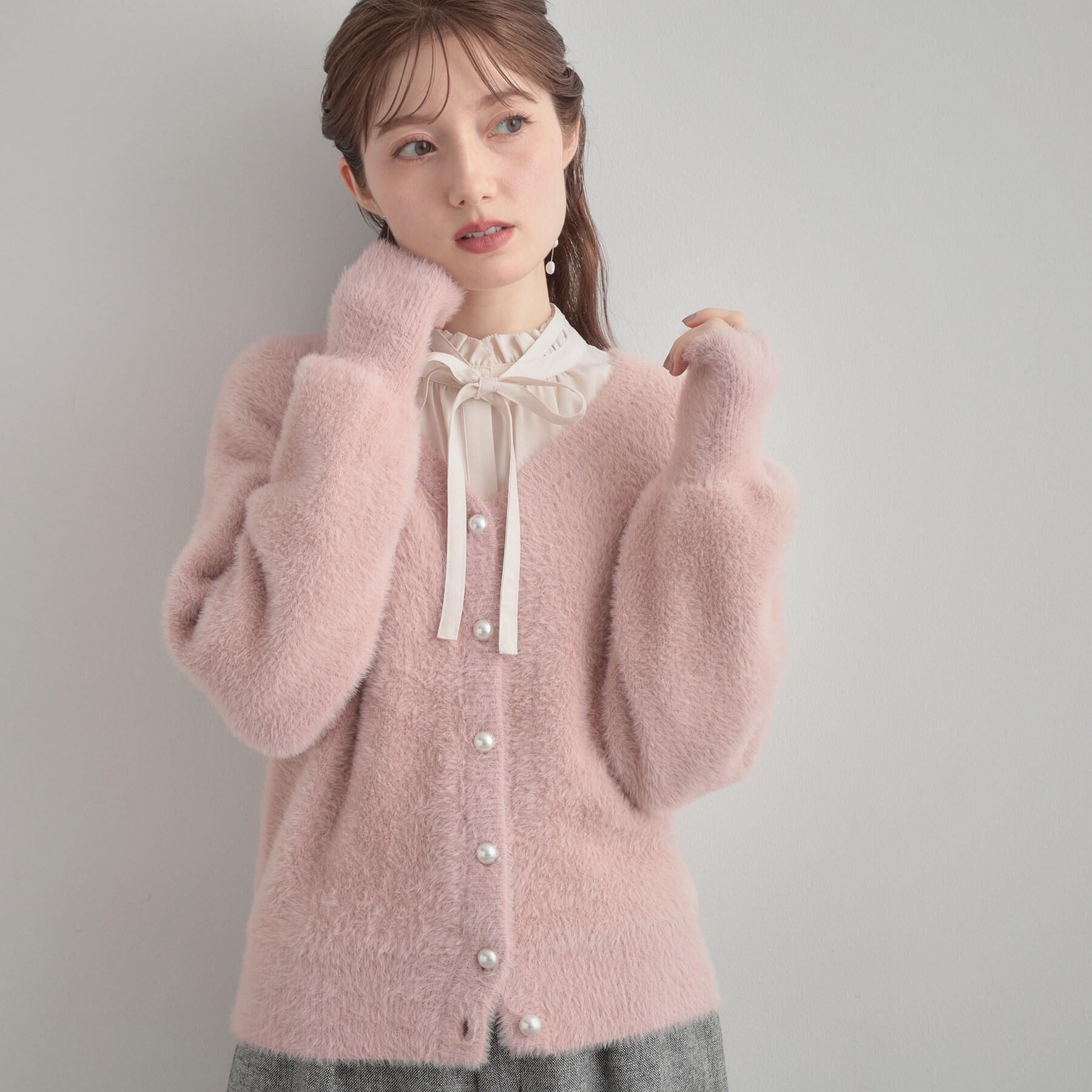 Couture broach「【ふわふわ/前後2WAY】フェザーカーディトップス」|カーディガン|