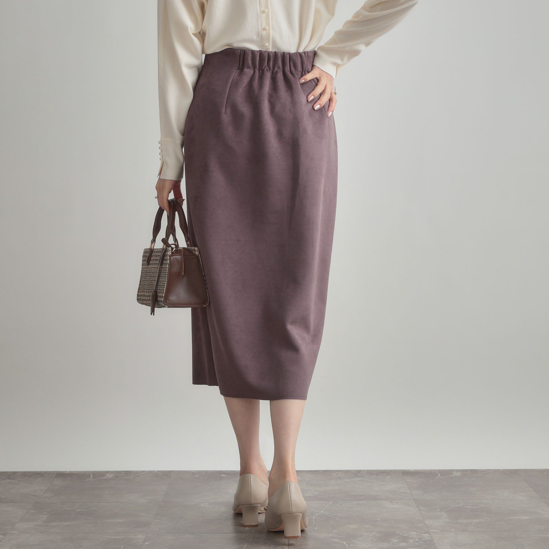 Couture broach「【洗える・ストレッチ・通勤】スエード調ダンボールIラインスカート」|スカート|