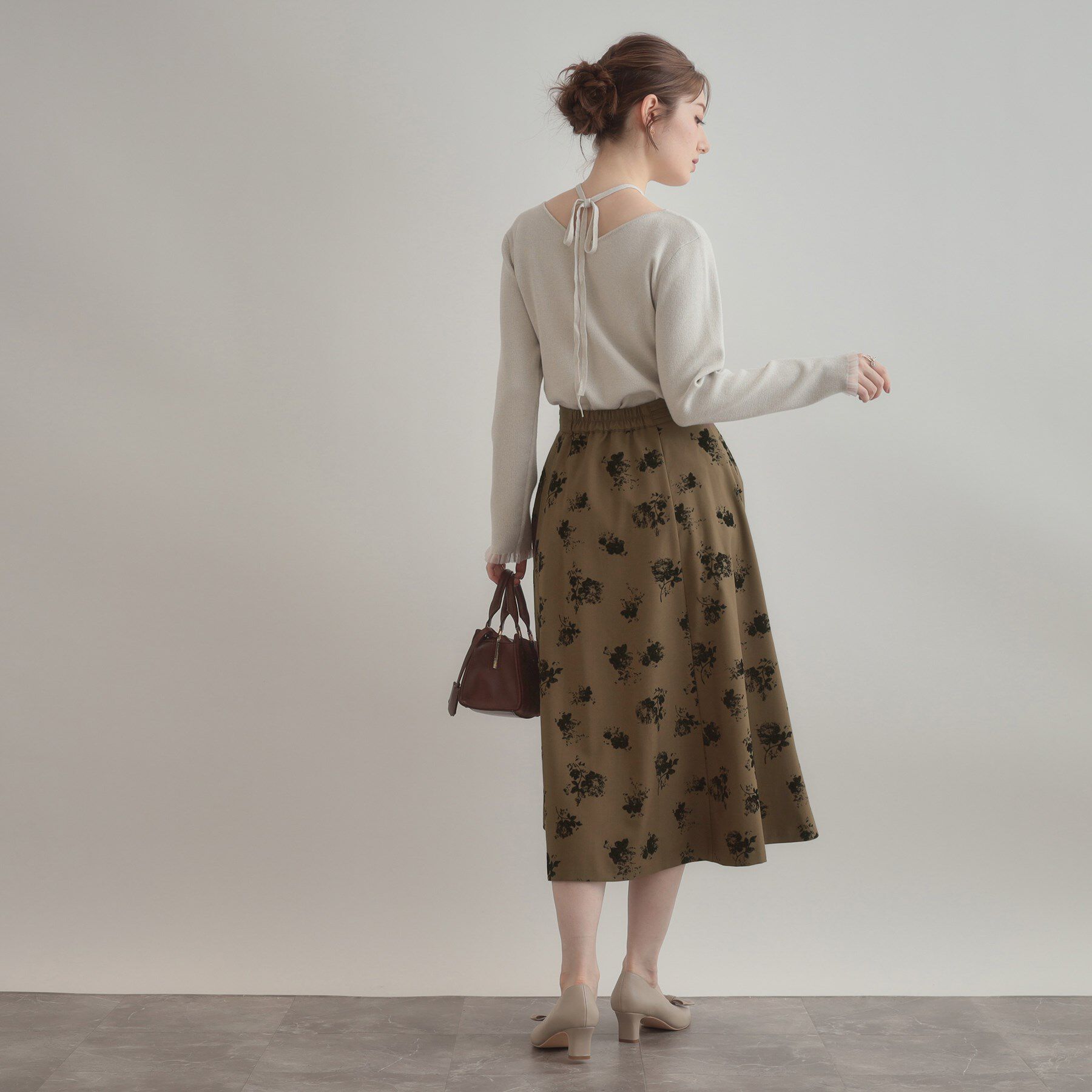 Couture broach「【美シルエット・通勤】フロッキーフラワープリントスカート」|スカート|