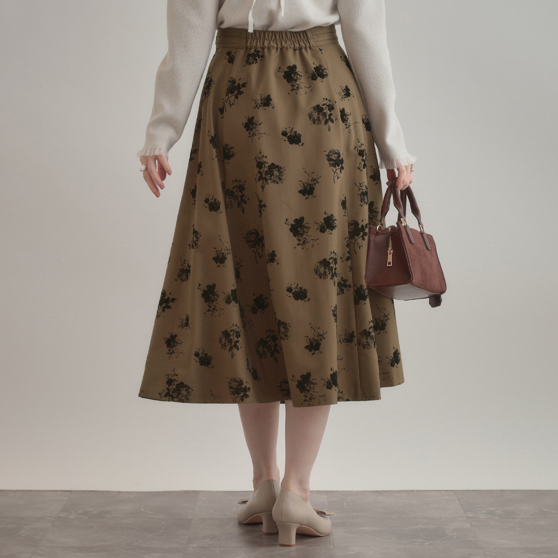Couture broach「【美シルエット・通勤】フロッキーフラワープリントスカート」|スカート|