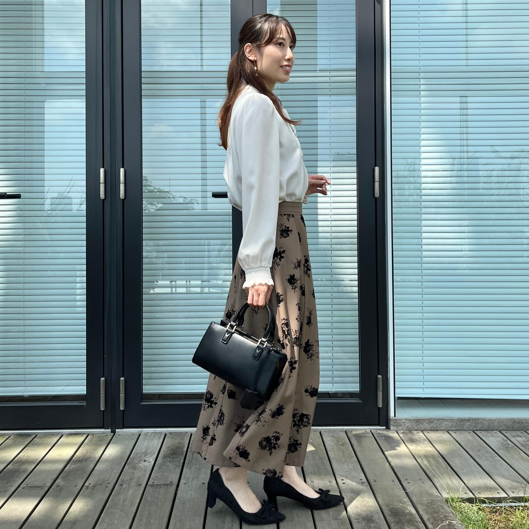 Couture broach「【美シルエット・通勤】フロッキーフラワープリントスカート」|スカート|