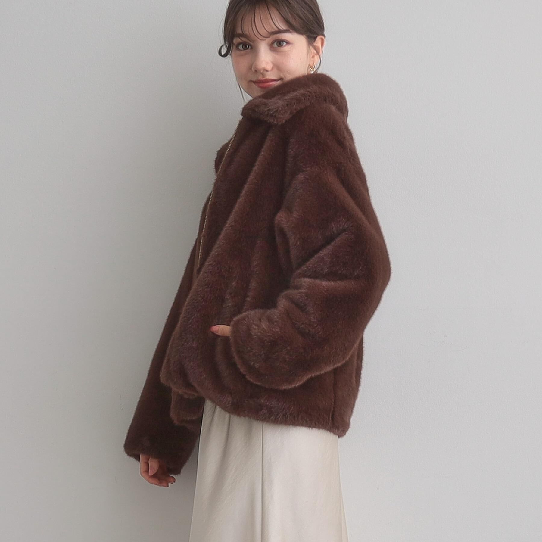 Couture broach「【ふわふわ・上品】ミンクフェイクファーアウター」|ブルゾン・スタジャン|