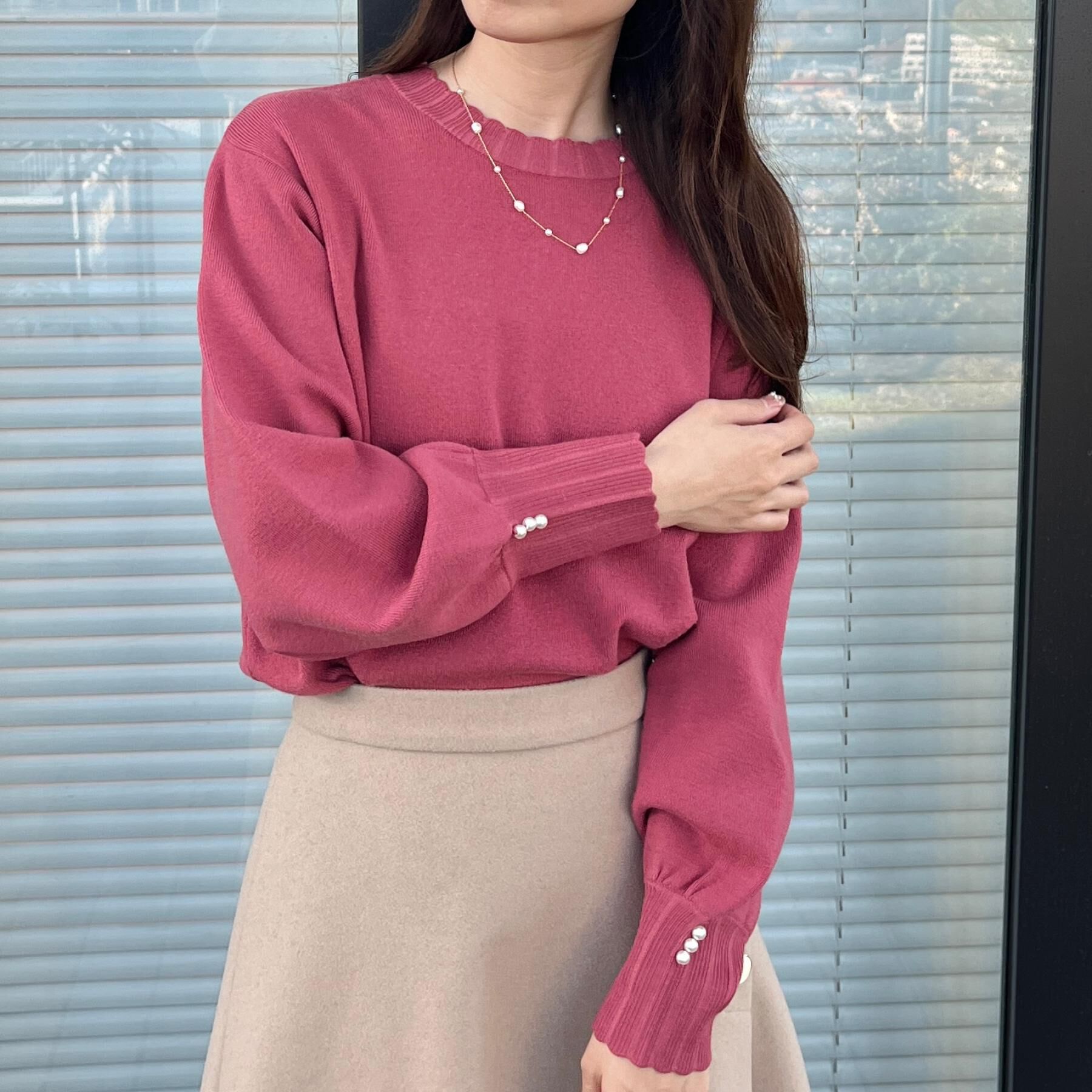 Couture broach「【洗える/スカラデザイン】パフスリーブ ニット」|ニット・セーター|