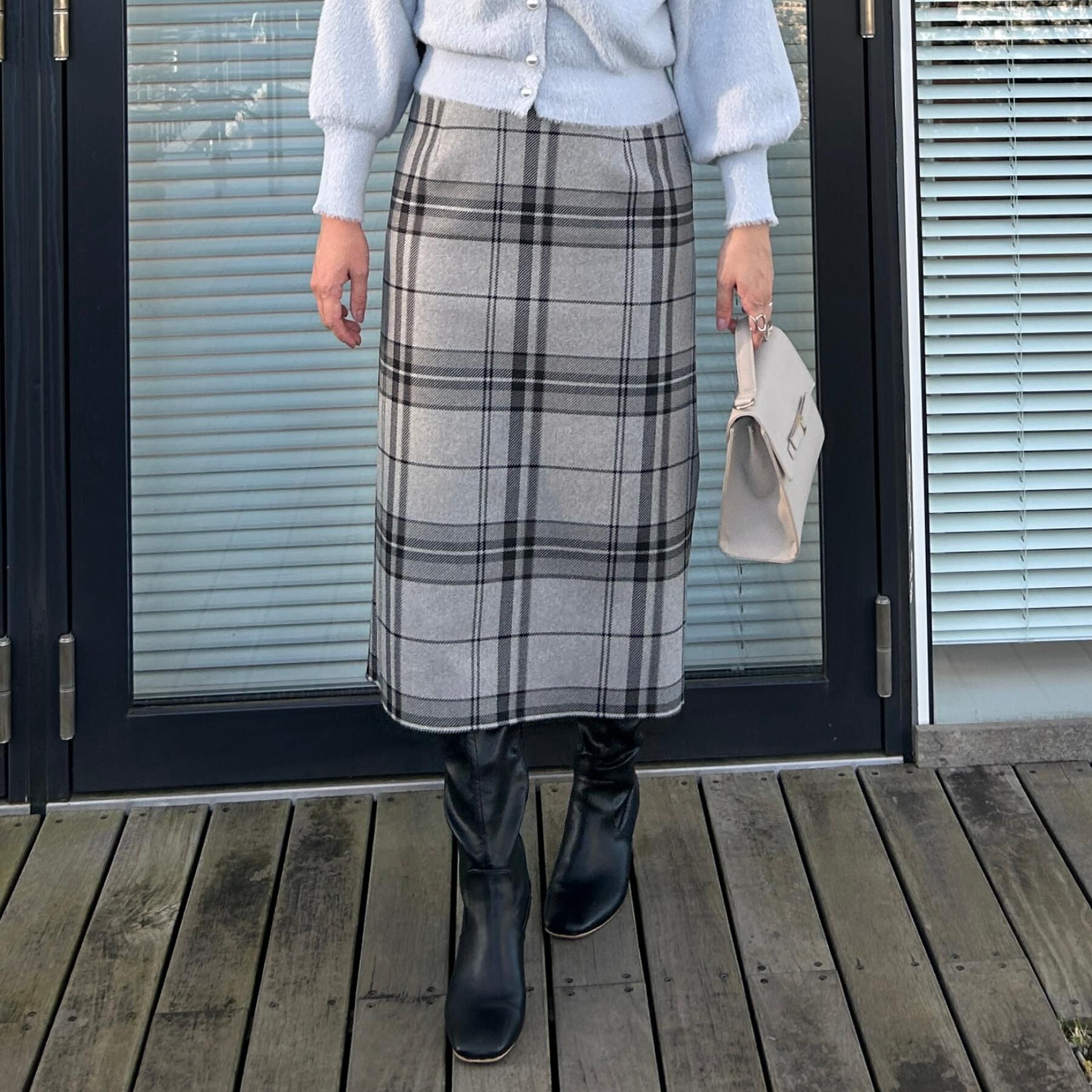 Couture broach「【洗える/微起毛】Iライン チェックスカート」|スカート|