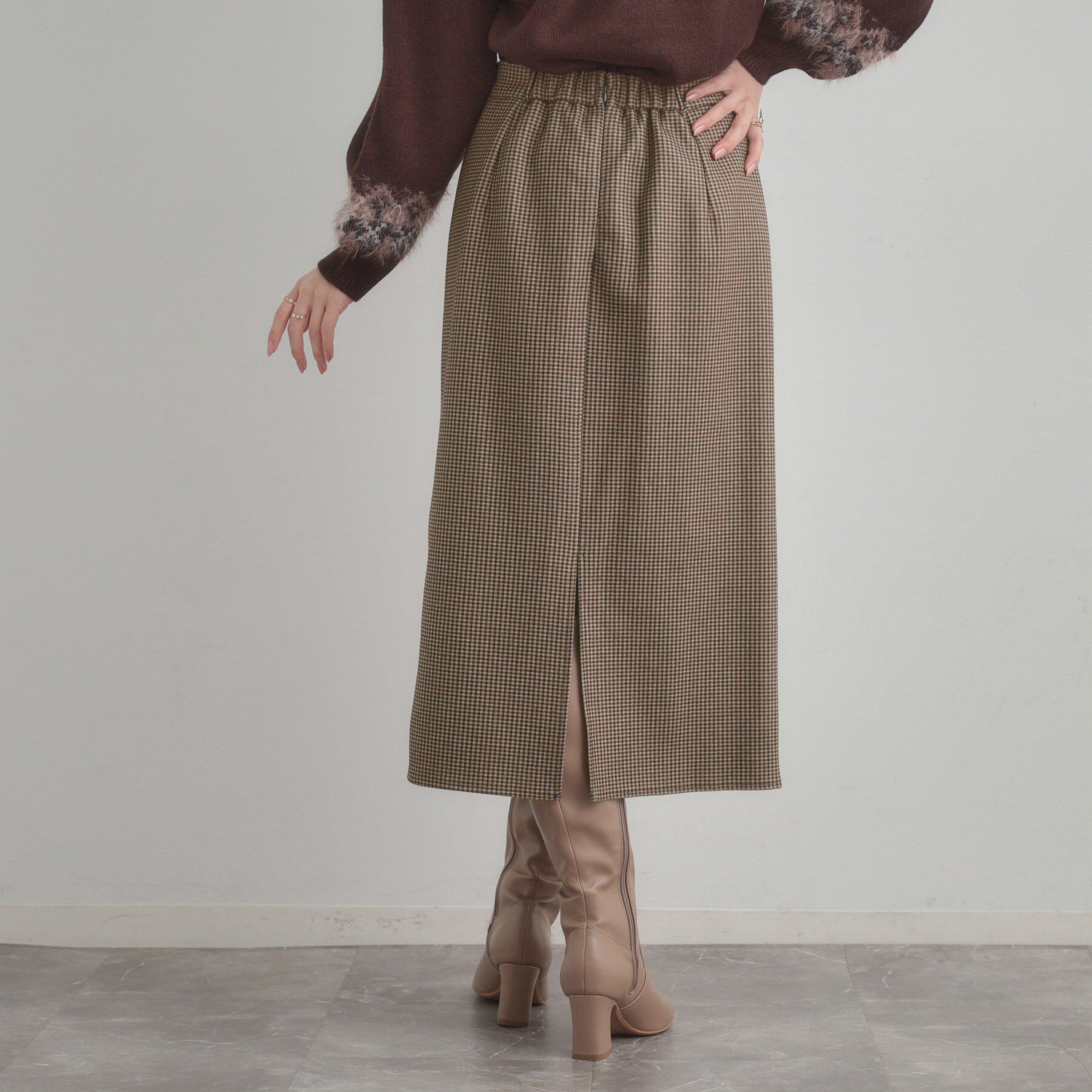 Couture broach「【洗える/微起毛】Iライン チェックスカート」|スカート|