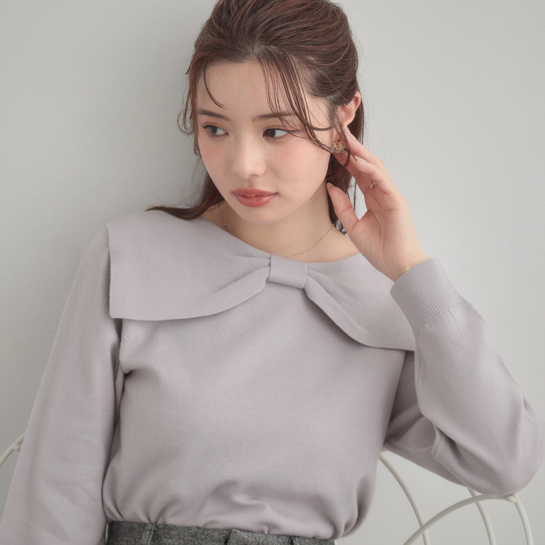 Couture broach「リボンカラーデザインニット」|ニット・セーター|