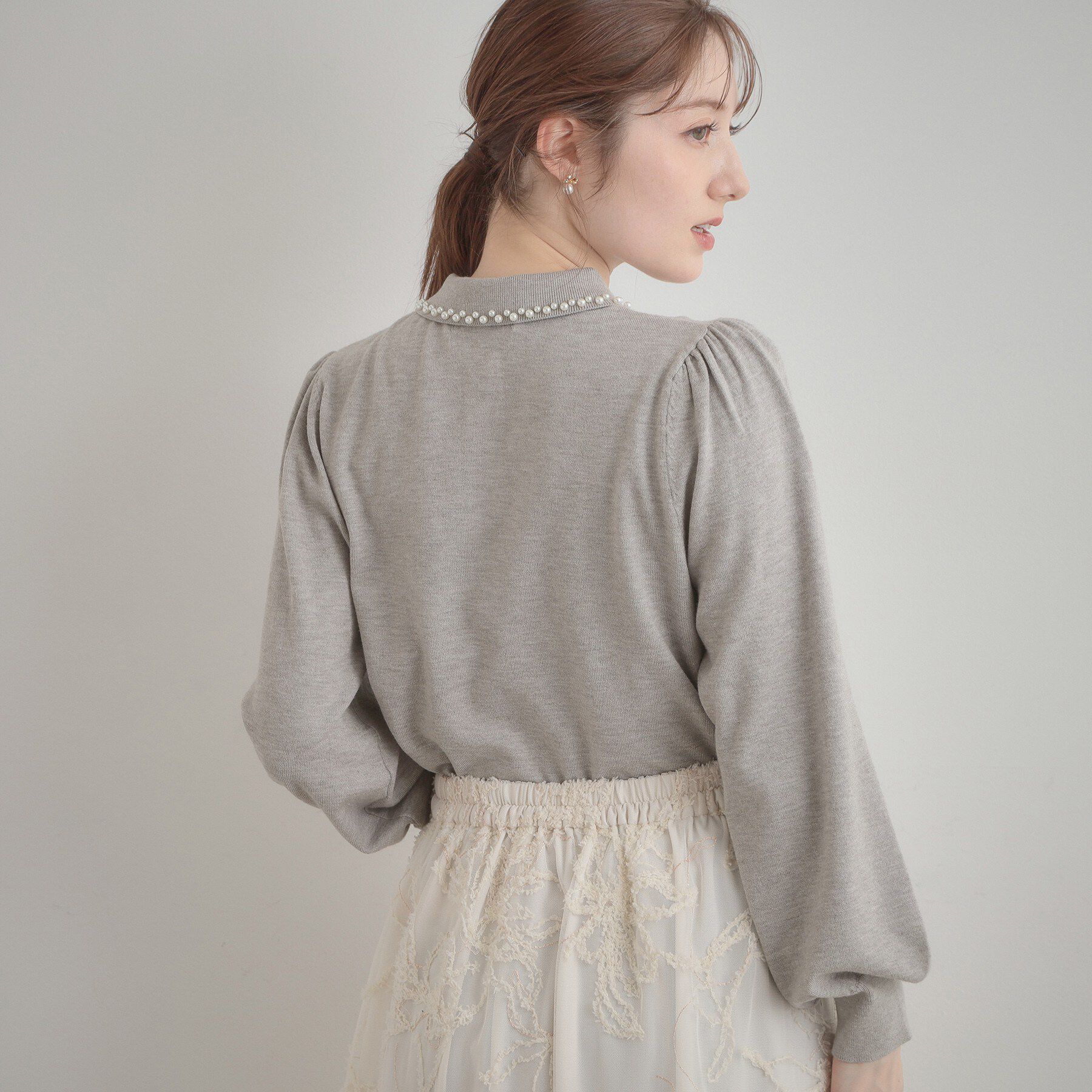 Couture broach「【洗える・着映え】パール調衿ニット」|ニット・セーター|