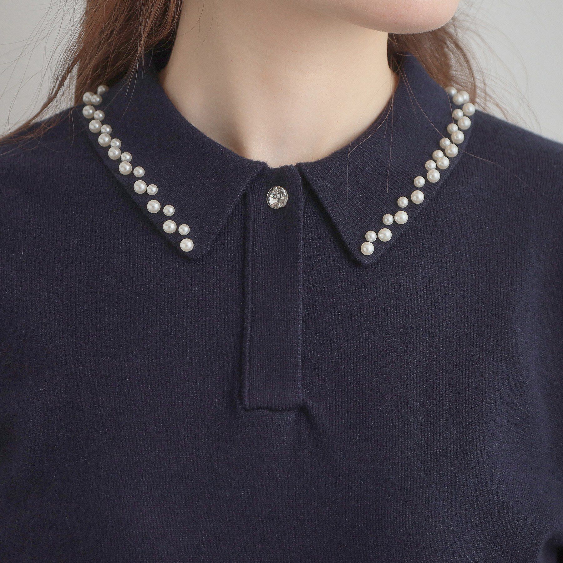 Couture broach「【洗える・着映え】パール調衿ニット」|ニット・セーター|