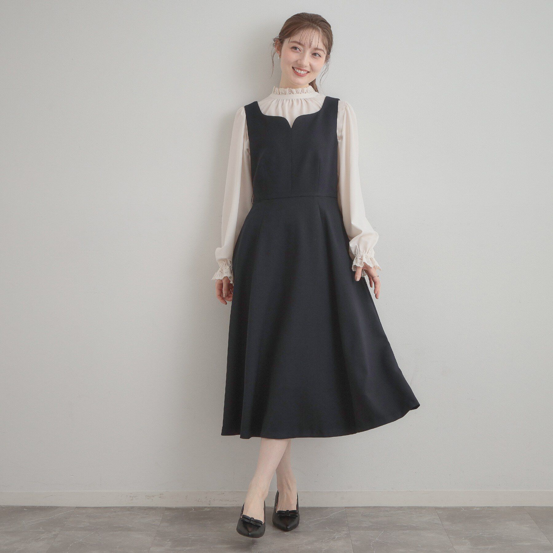 Couture broach「【洗える・ハレの日・通勤】ハートネック フレアージャンスカ」|ワンピース|