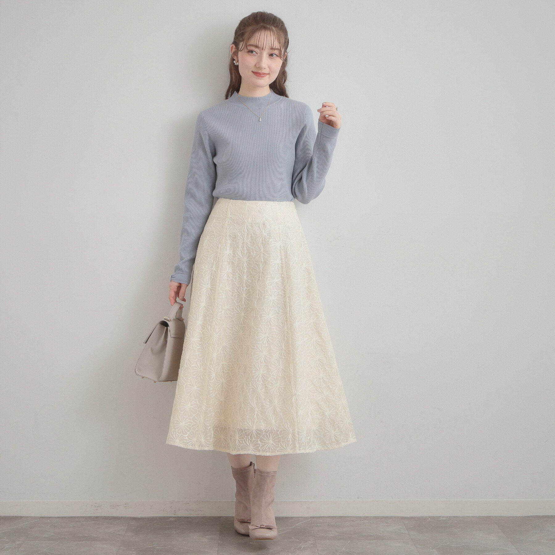 Couture broach「【洗える・着映え・通勤】フラワーエンブロスカート」|スカート|