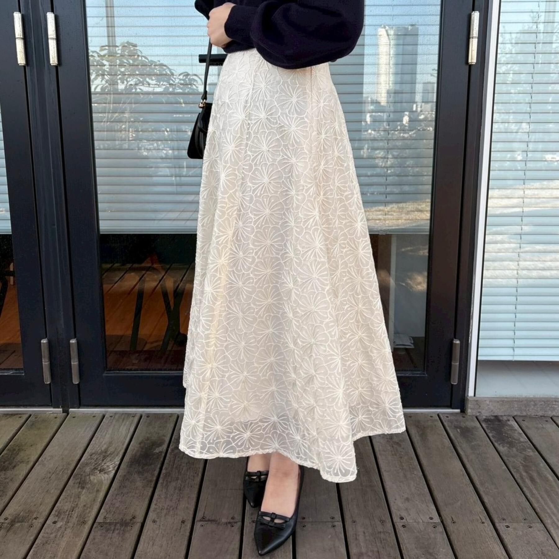 Couture broach「【洗える・着映え・通勤】フラワーエンブロスカート」|スカート|