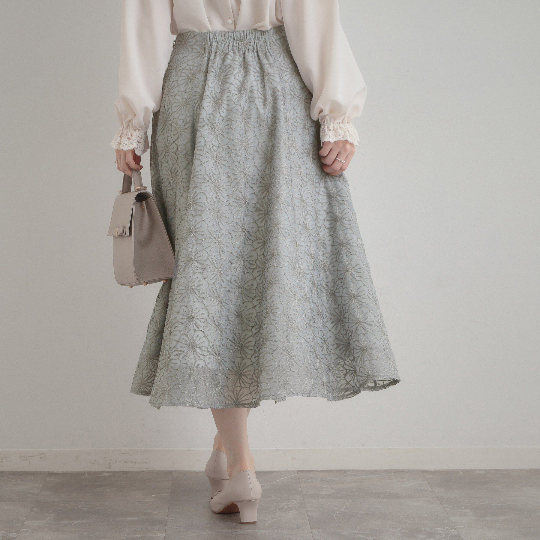 Couture broach「【洗える・着映え・通勤】フラワーエンブロスカート」|スカート|