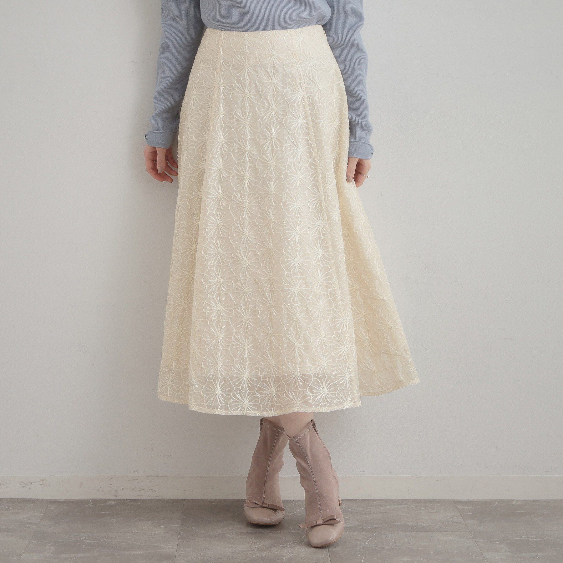 Couture broach「【洗える・着映え・通勤】フラワーエンブロスカート」|スカート|