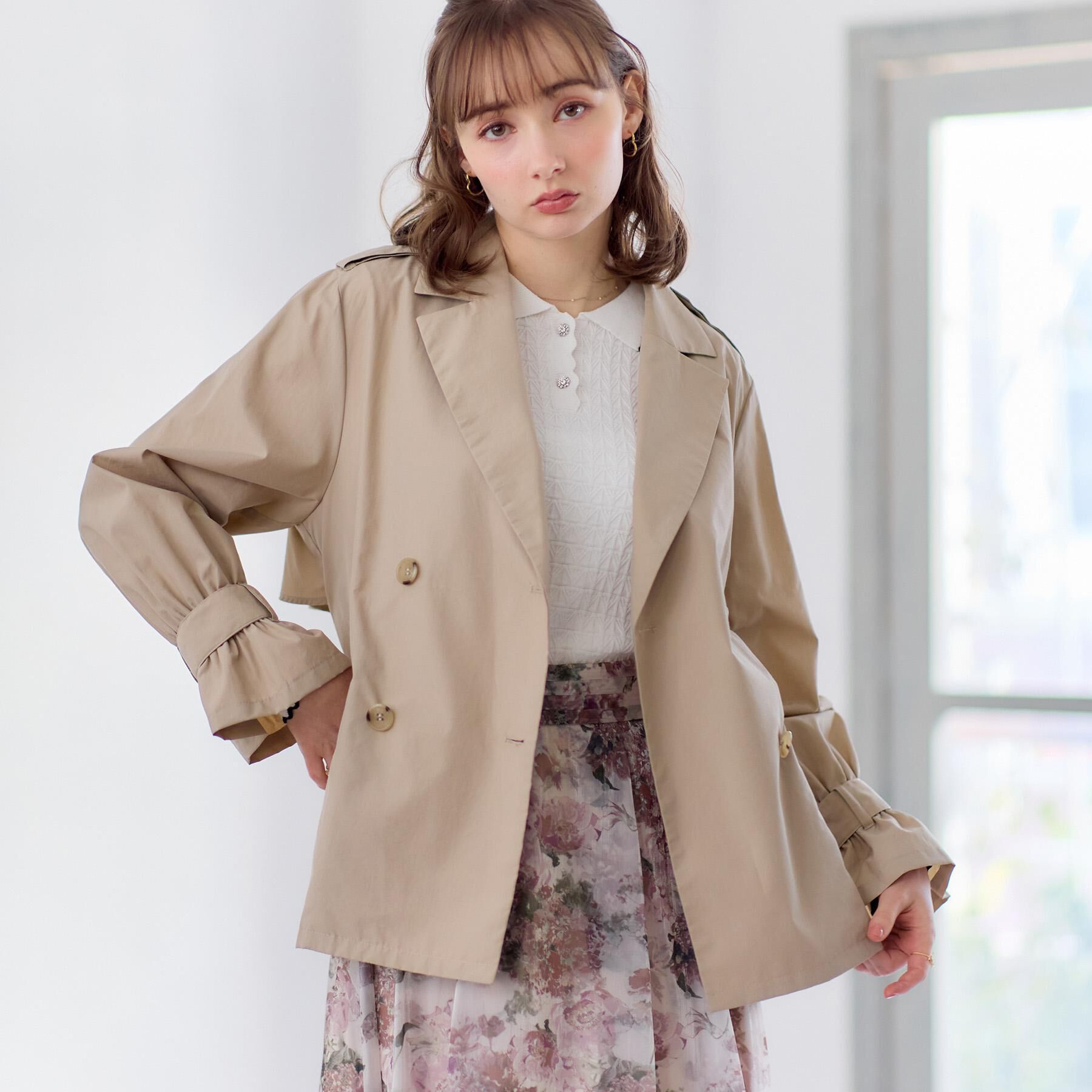 Couture broach「【撥水・洗える】ハーフ トレンチコート」|トレンチコート|