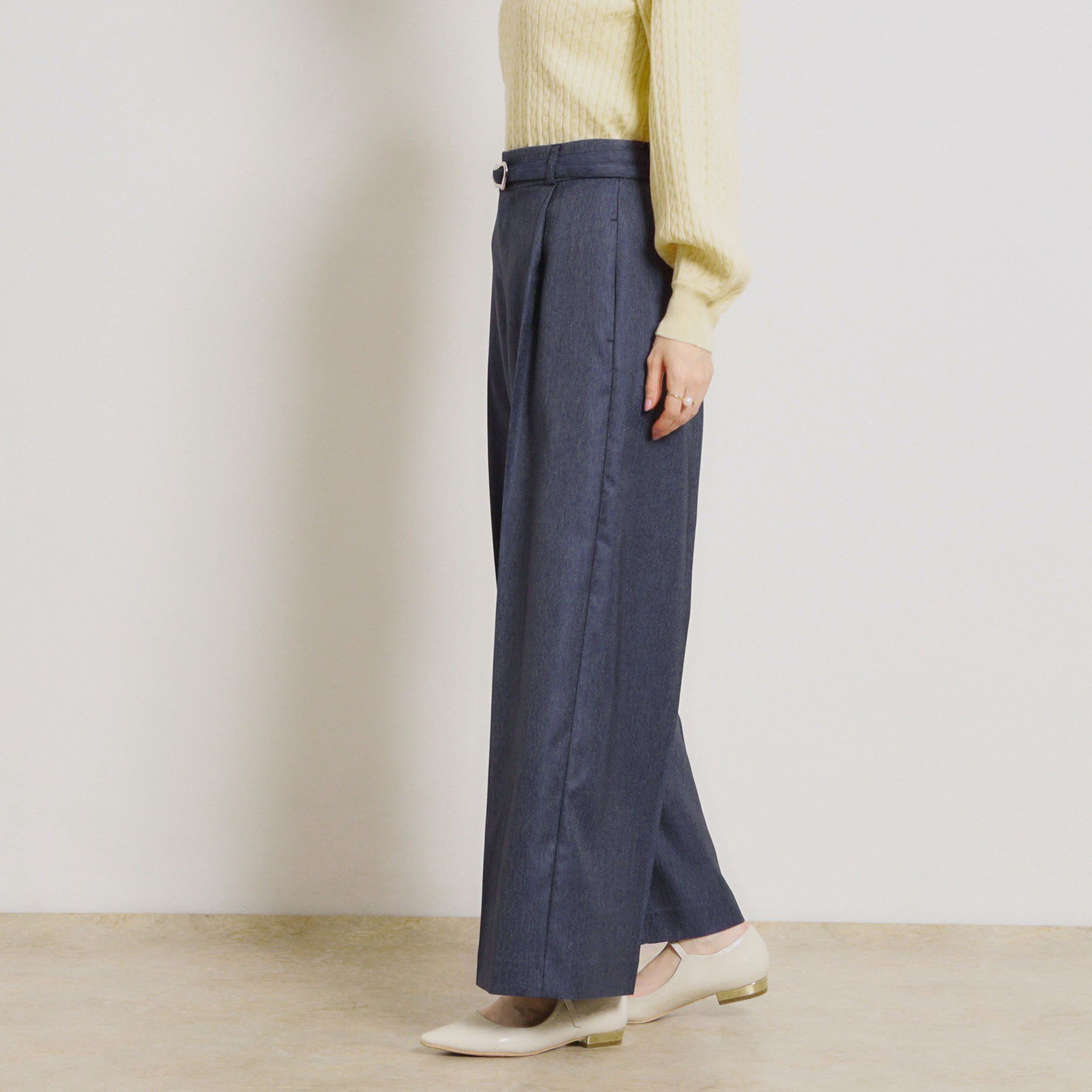 Couture broach「【洗える・S-LL】デニムライク ベルト付きパンツ」|その他|
