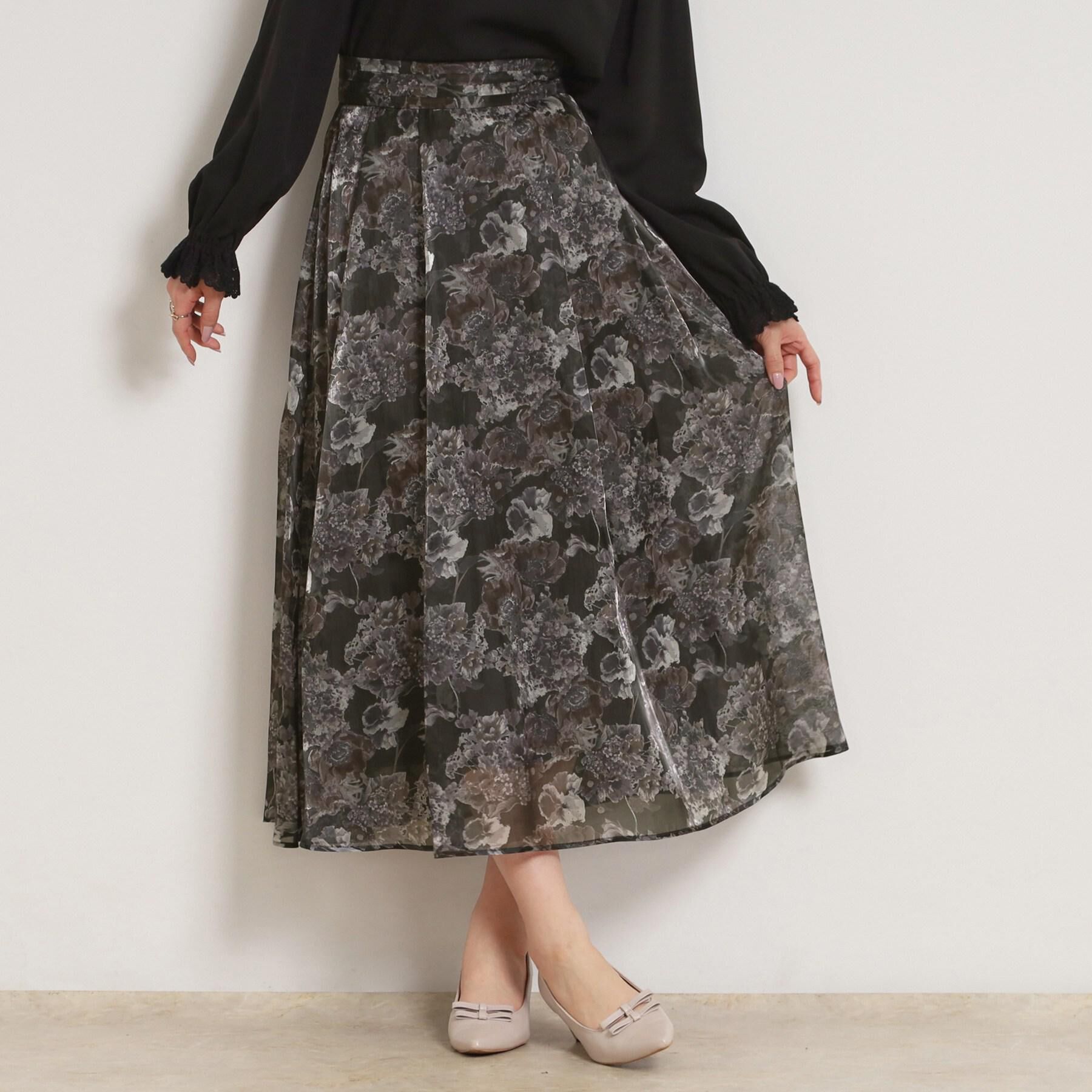 Couture broach「【洗える・通勤】Springオーガンフルールスカート」|スカート|