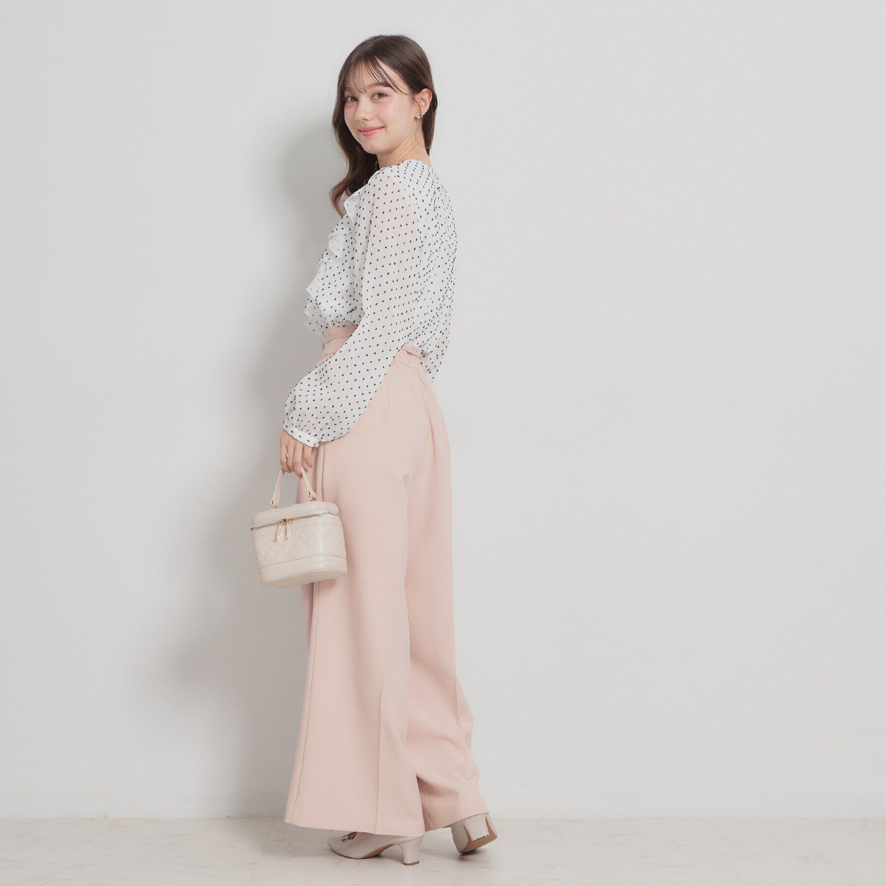 Couture broach「【洗える・S-LL】細リボンデザイン タックワイドパンツ」|その他|