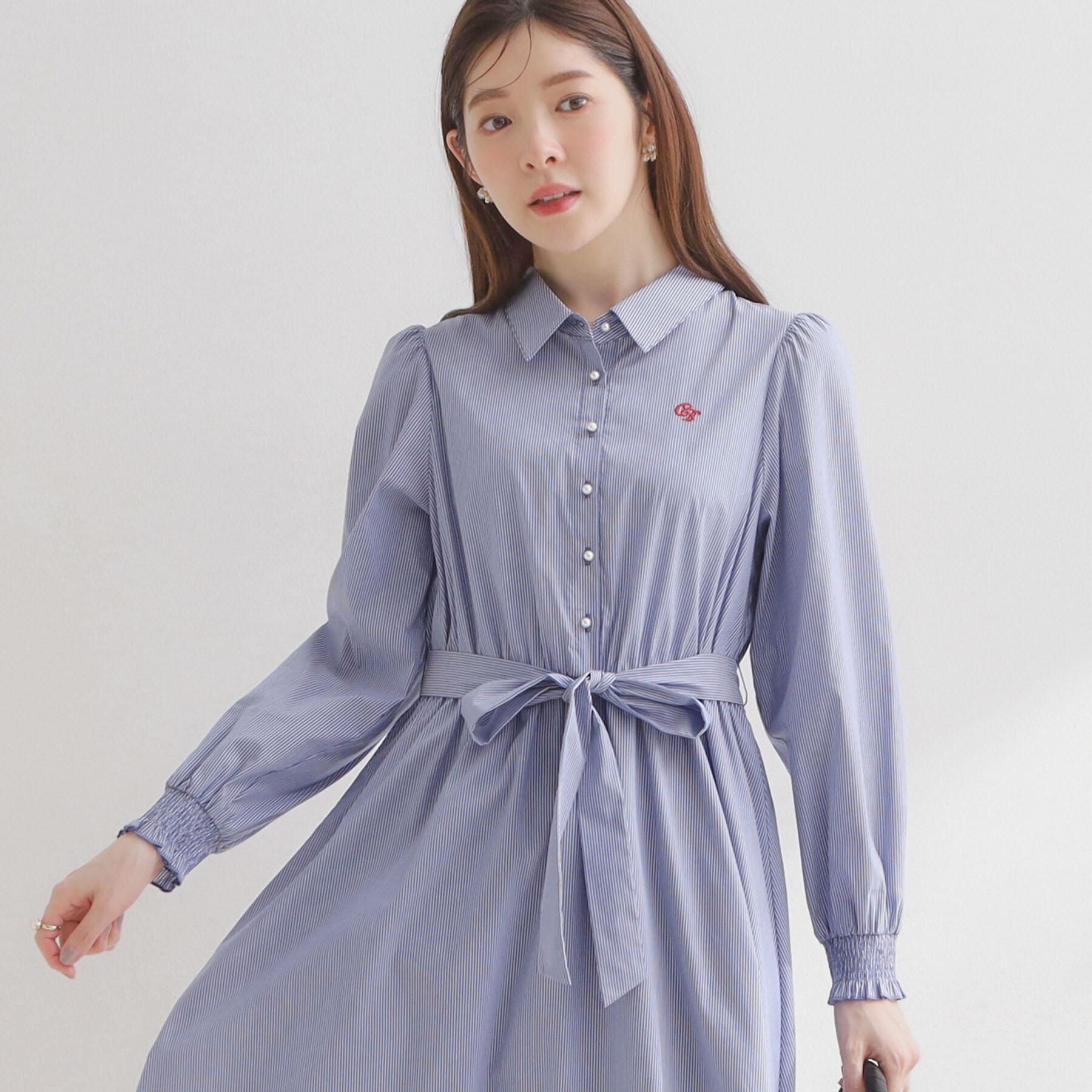 Couture broach「【洗える】ロゴエンブロ シャツワンピース」|ワンピース|