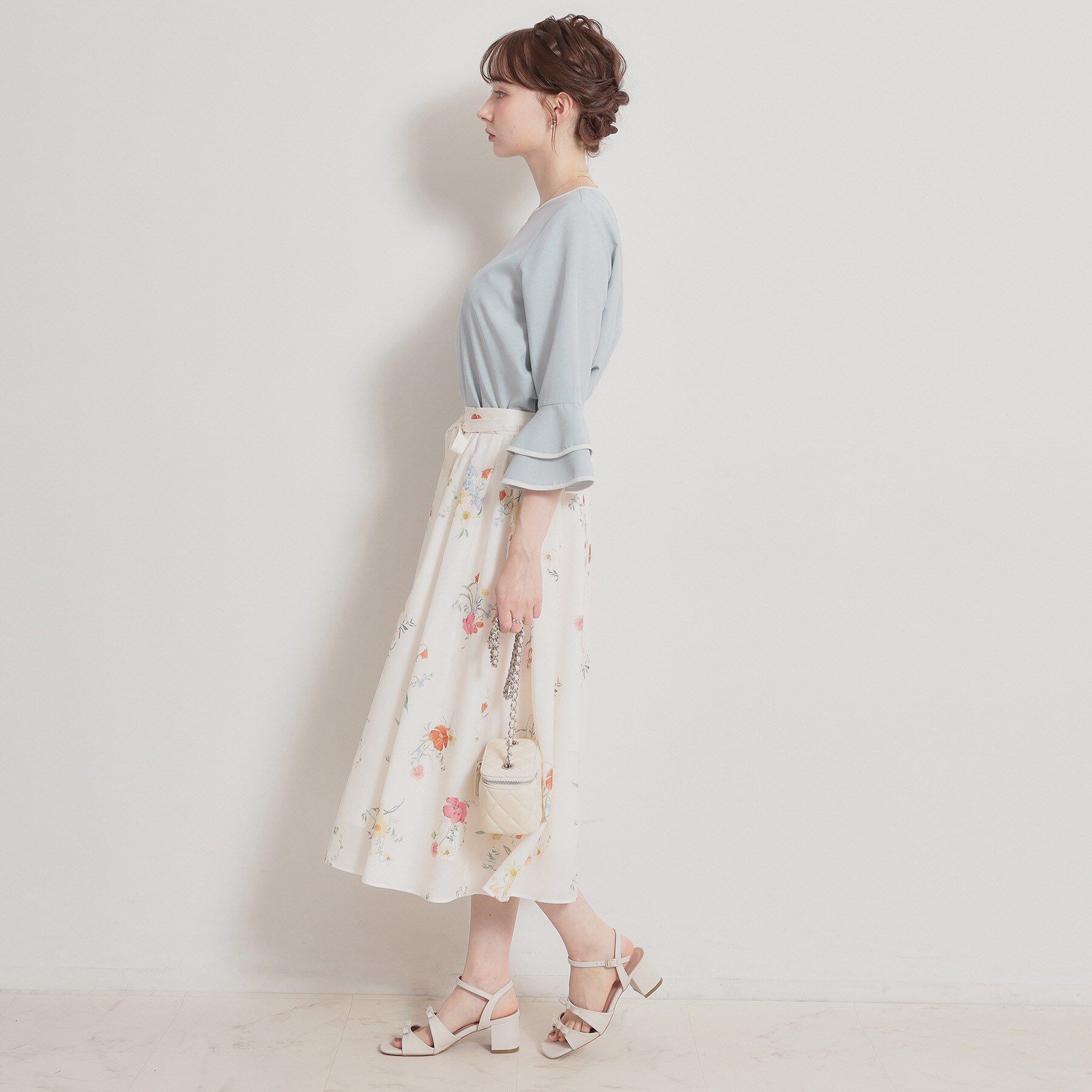 Couture broach「【イージーケア・接触冷感・吸水速乾】配色ラッフルブラウス」|シャツ・ブラウス|