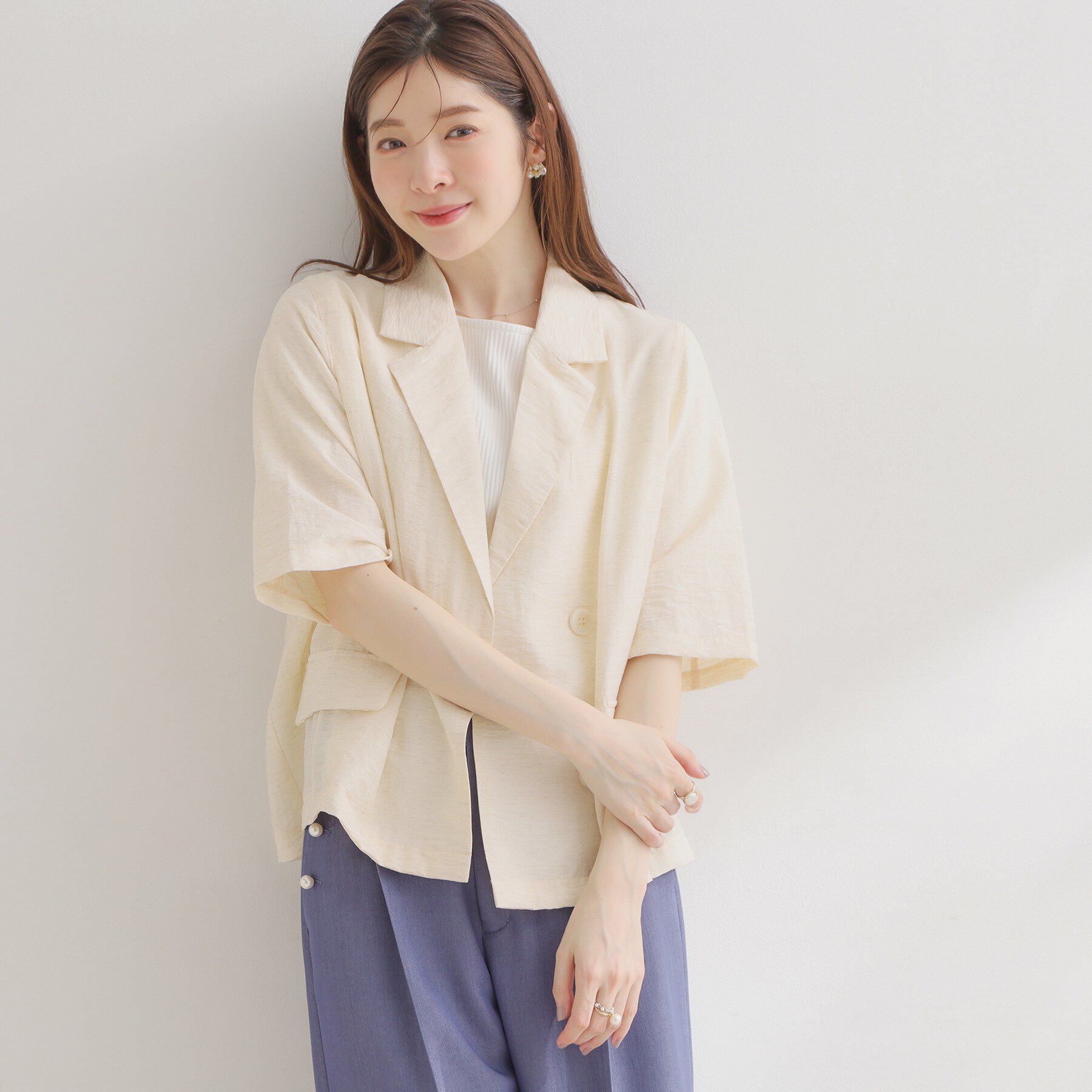 Couture broach「バックスリットハーフジャケット」|テーラードジャケット|ベージュ(052)