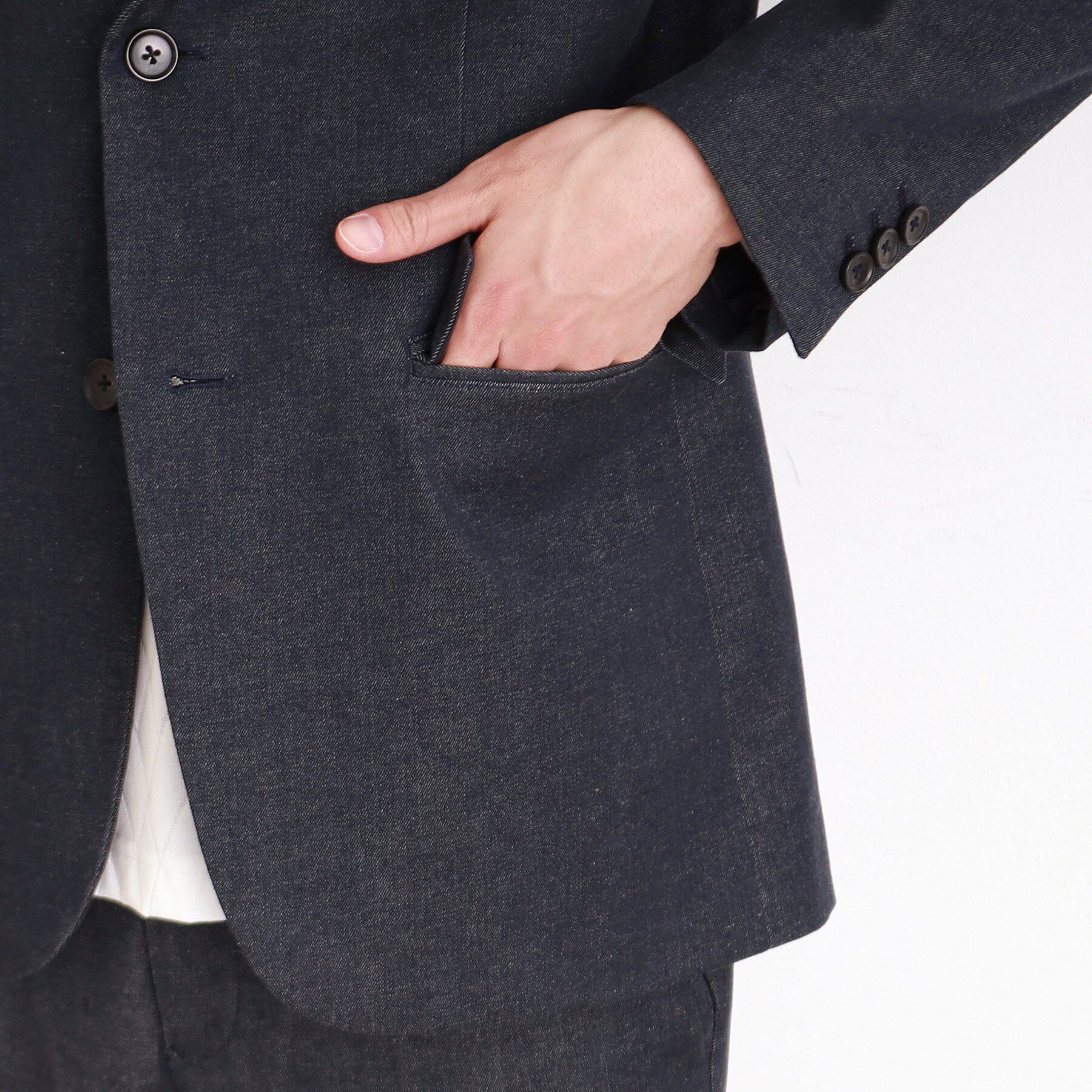 THE SHOP TK「エバーデニムジャケット セットアップ可／洗える／ストレッチ」|テーラードジャケット|