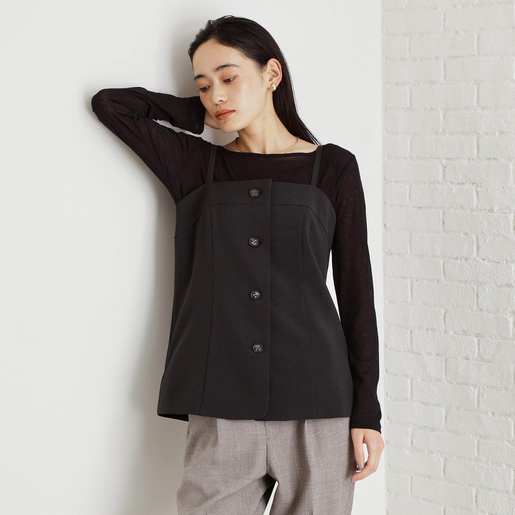 THE SHOP TK「麻調キャミビスチェ【洗濯機OK】」|キャミソール|