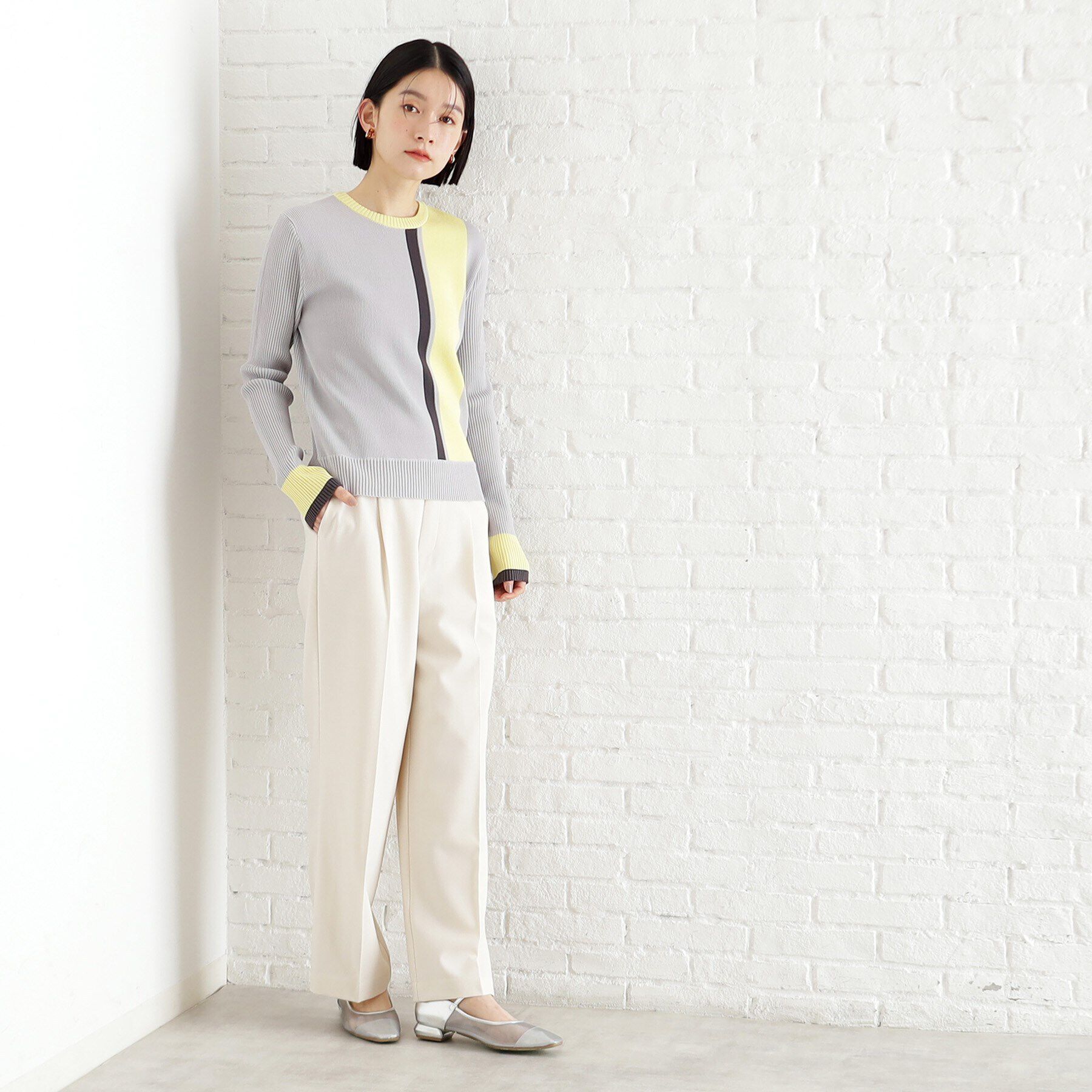 THE SHOP TK「配色リブニット【洗える】」|ニット・セーター|