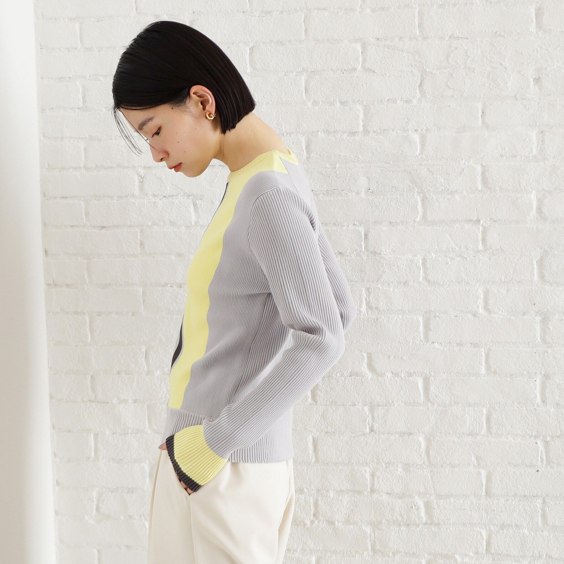THE SHOP TK「配色リブニット【洗える】」|ニット・セーター|