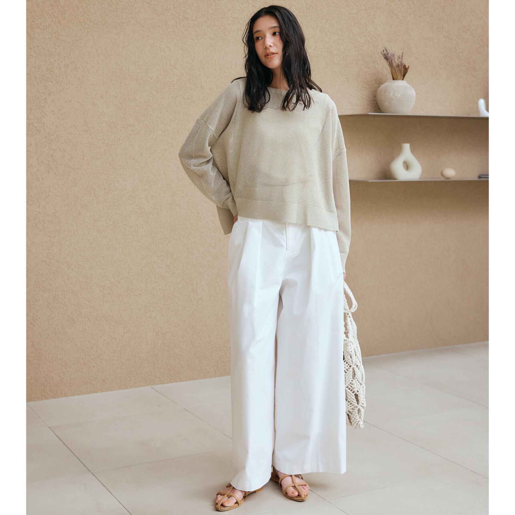 THE SHOP TK「ハイウエストタックワイドパンツ【洗える】」|その他|