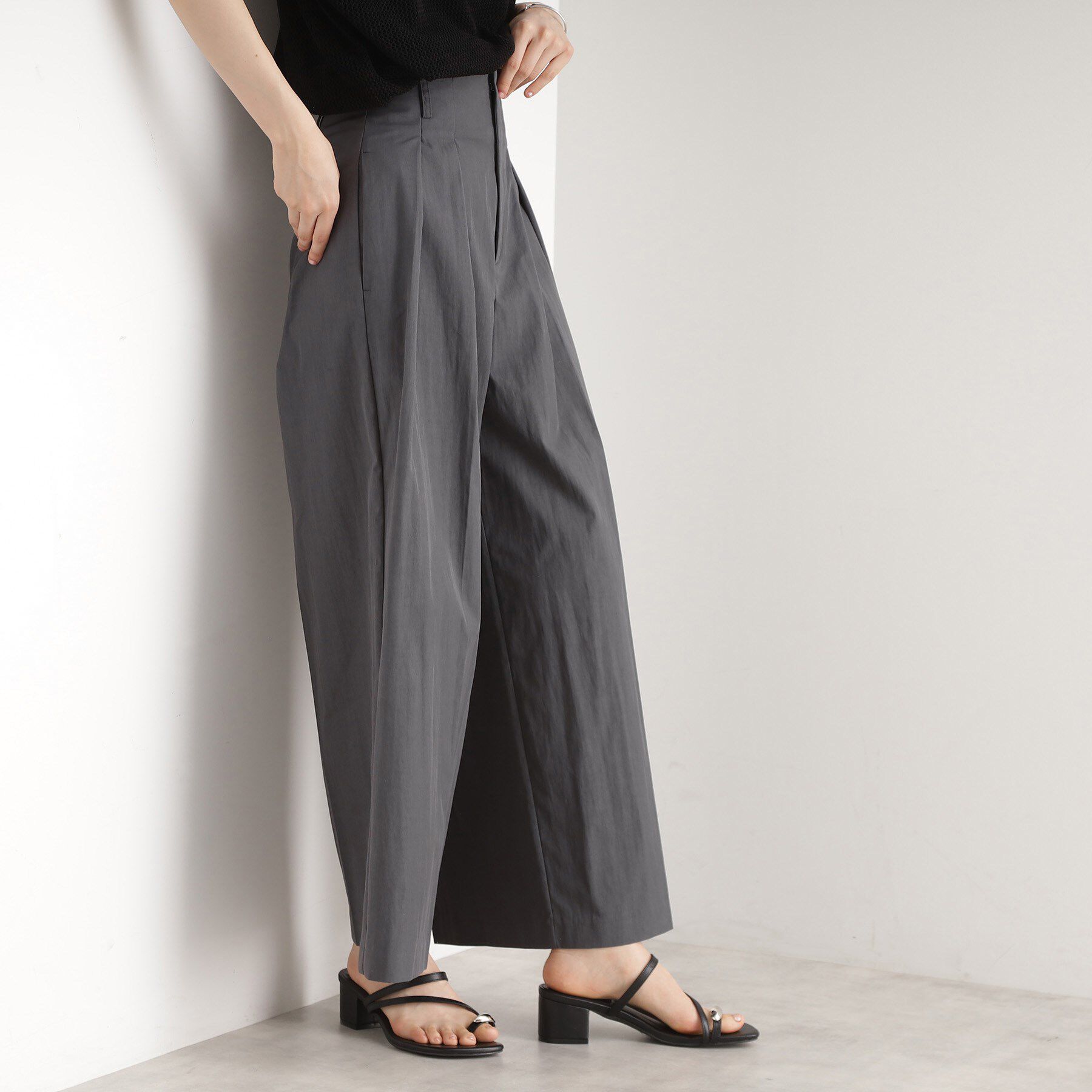 THE SHOP TK「ハイウエストタックワイドパンツ【洗える】」|その他|