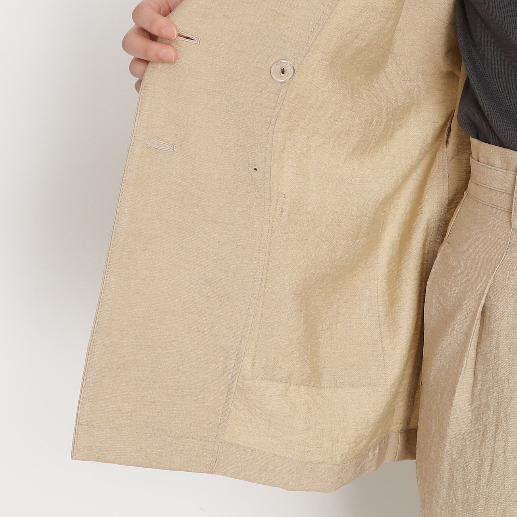 THE SHOP TK「リネン混半袖テーラージャケット【洗える/セットアップ可】」|テーラードジャケット|