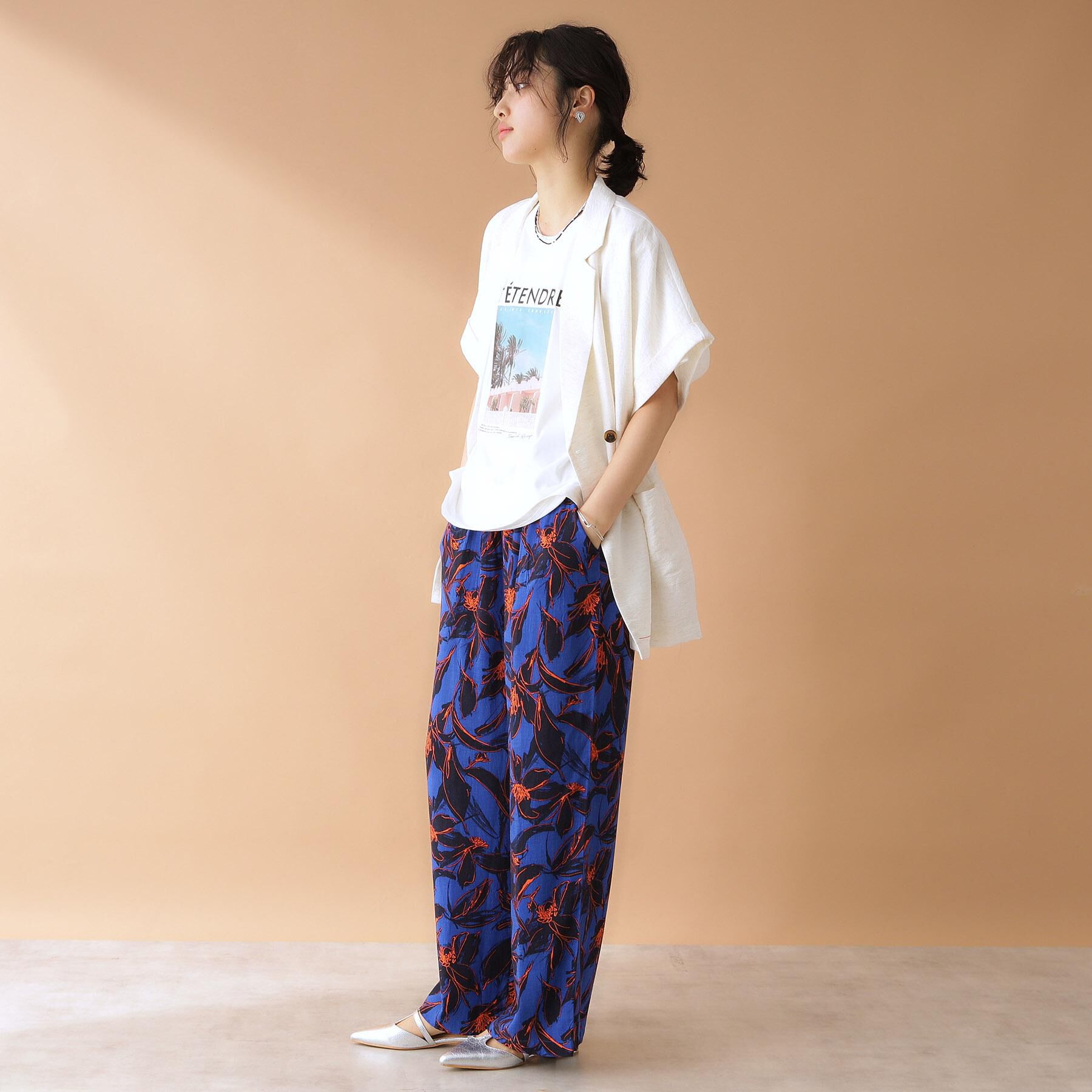 THE SHOP TK「リネン混半袖テーラージャケット【洗える/セットアップ可】」|テーラードジャケット|