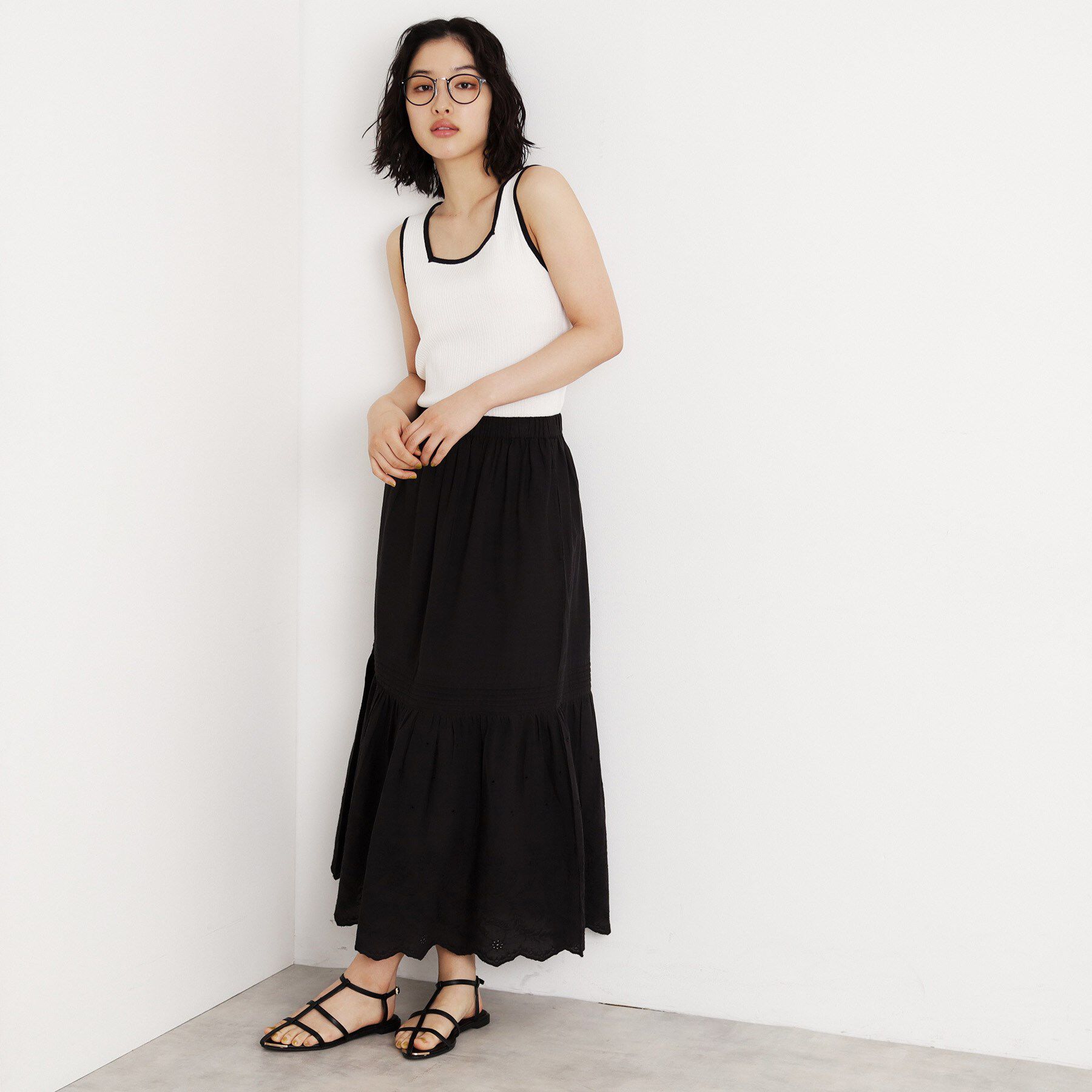 THE SHOP TK「スカラップ刺繍スカート【洗濯機OK】」|スカート|