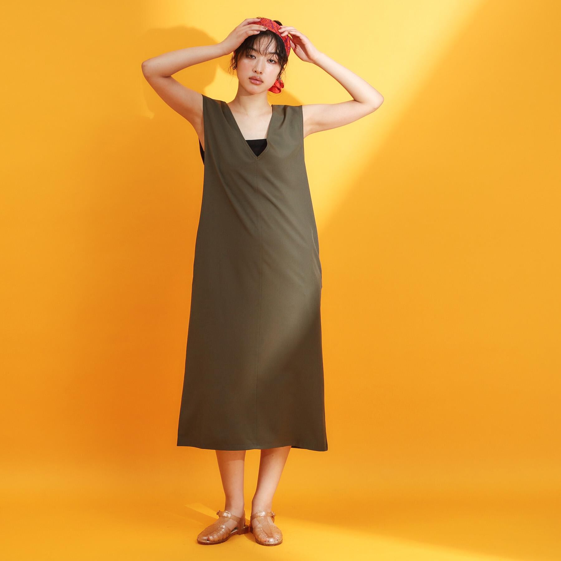 THE SHOP TK「【mizugiwa/ラッシュガード】Vネックジャンスカ/セットアップ可/接触冷感/UVケア/洗濯機O」|ワンピース|