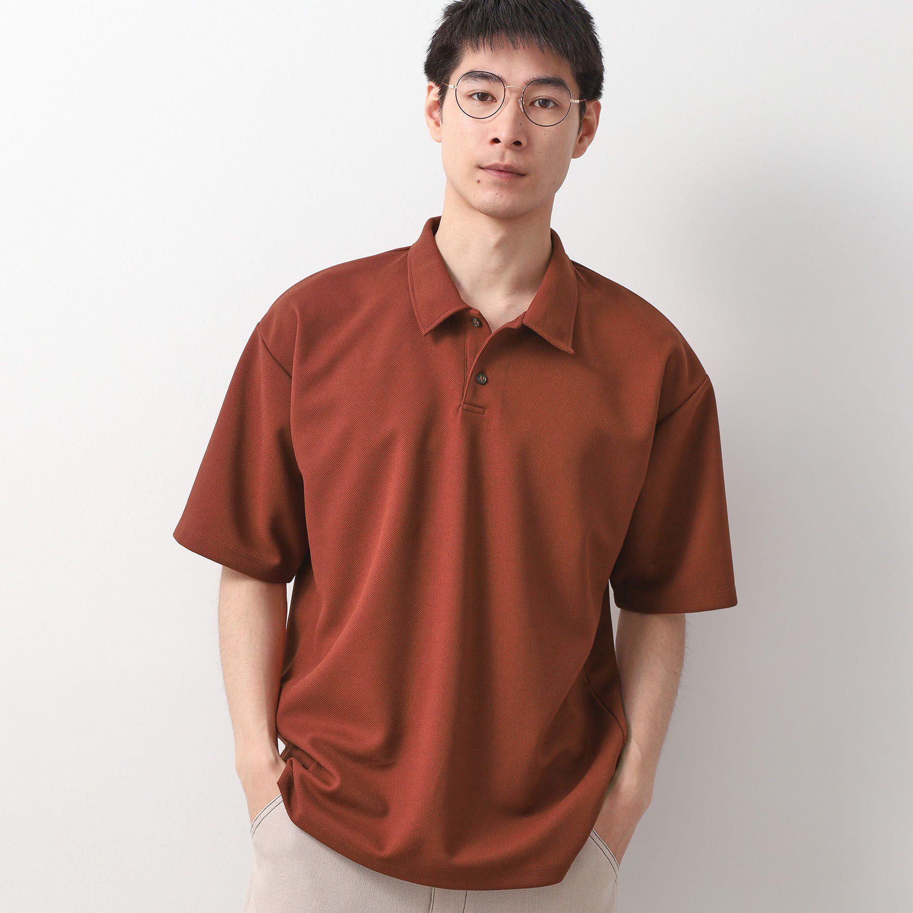 THE SHOP TK「ドライタッチカノコポロシャツ 【洗濯機OK/さらさら】」|ポロシャツ|オレンジ(069)