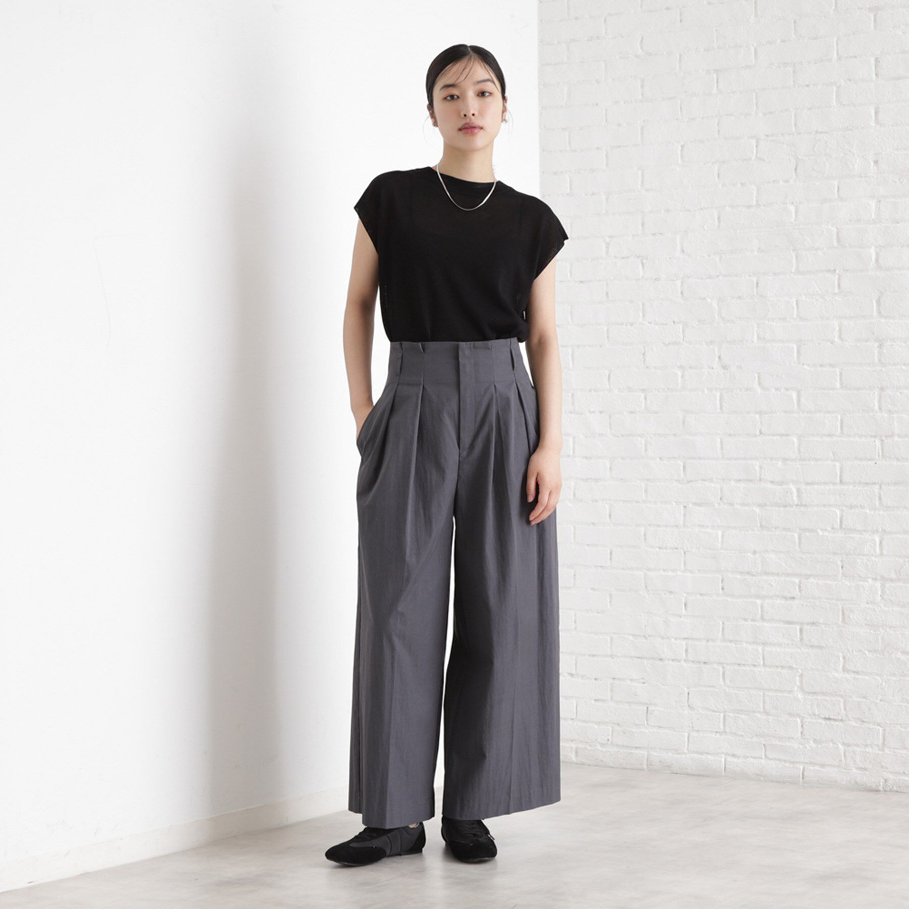 THE SHOP TK「ラメシアーフレンチ袖トップス【セットUP可/洗濯機OK】」|ニット・セーター|